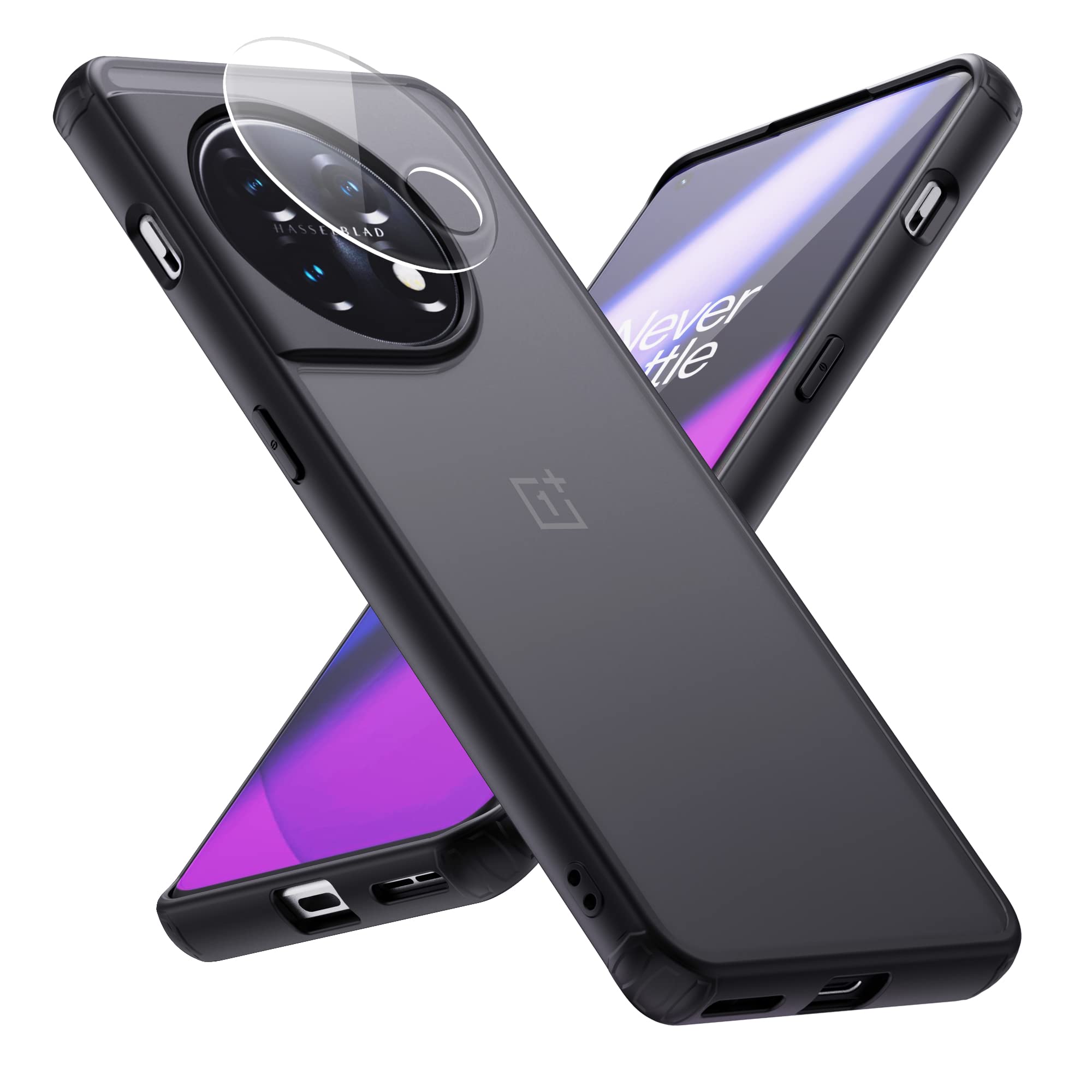 MAKAVO Slim Fit for OnePlus 11 Case with Camera Lens Protector, One Plus 11 5G (2023) Translucent Frosted Phone Cover, 1+11 Soft
