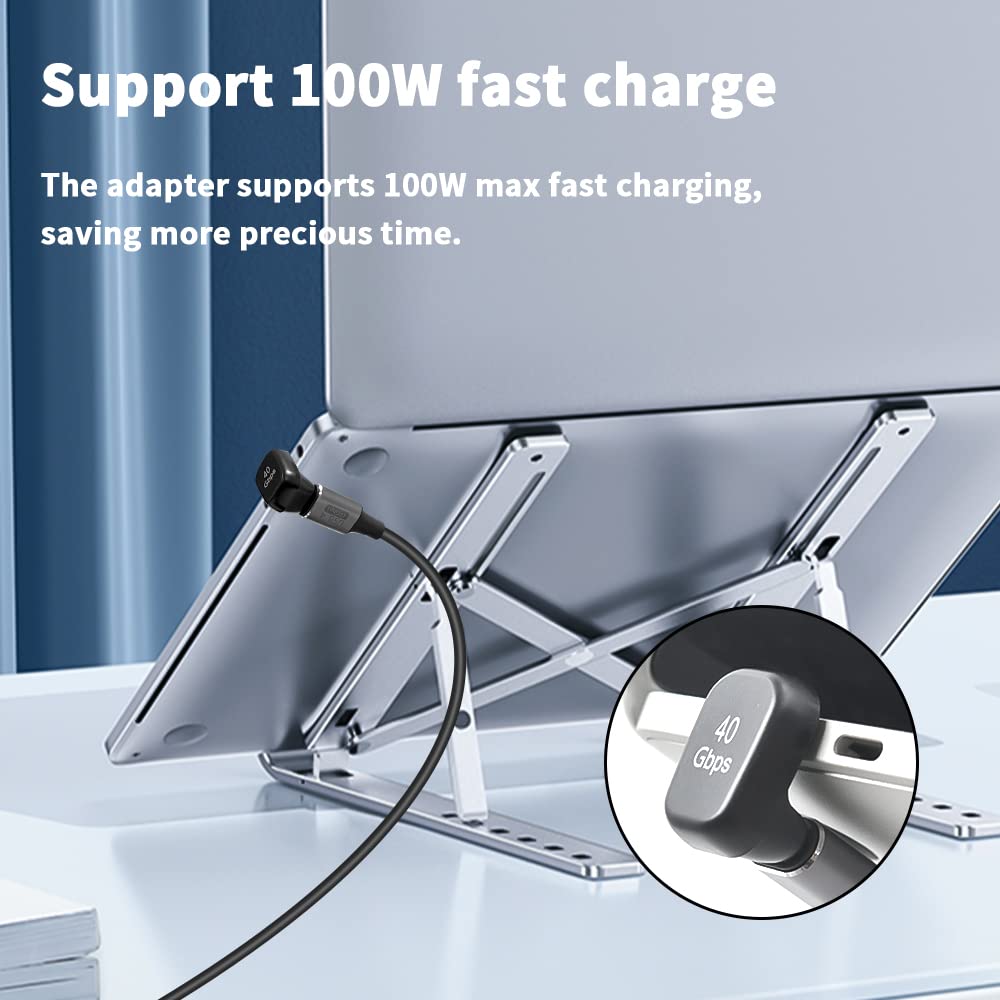 Duttek 180 Degree Usb C Adapter 40Gbps, 100W, 8K@60Hz, Usb C Female To Male Extender Adapter Compatible With Rog Ally, Steam Dec