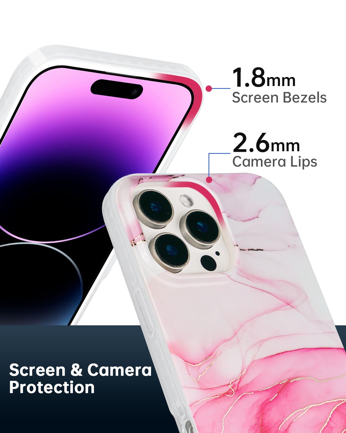 Scorpify For Iphone 16 Pro Max Case [Compatible With Magsafe] With Pink Rose Marble Design, Cute Magnetic Phone Cover For Women