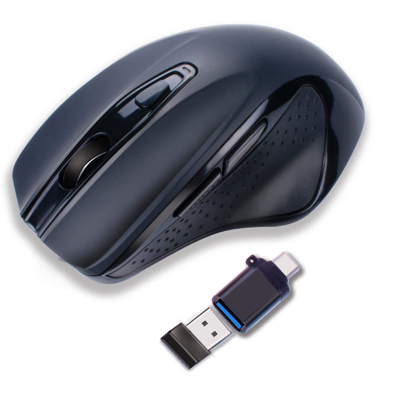 Usb C Wireless Mouse, Innomax Usb C 2.4G Ergonomic Large Size/Rechargeable Mouse With Usb C To Usb A 3.0 Adapter For 2021 Macboo