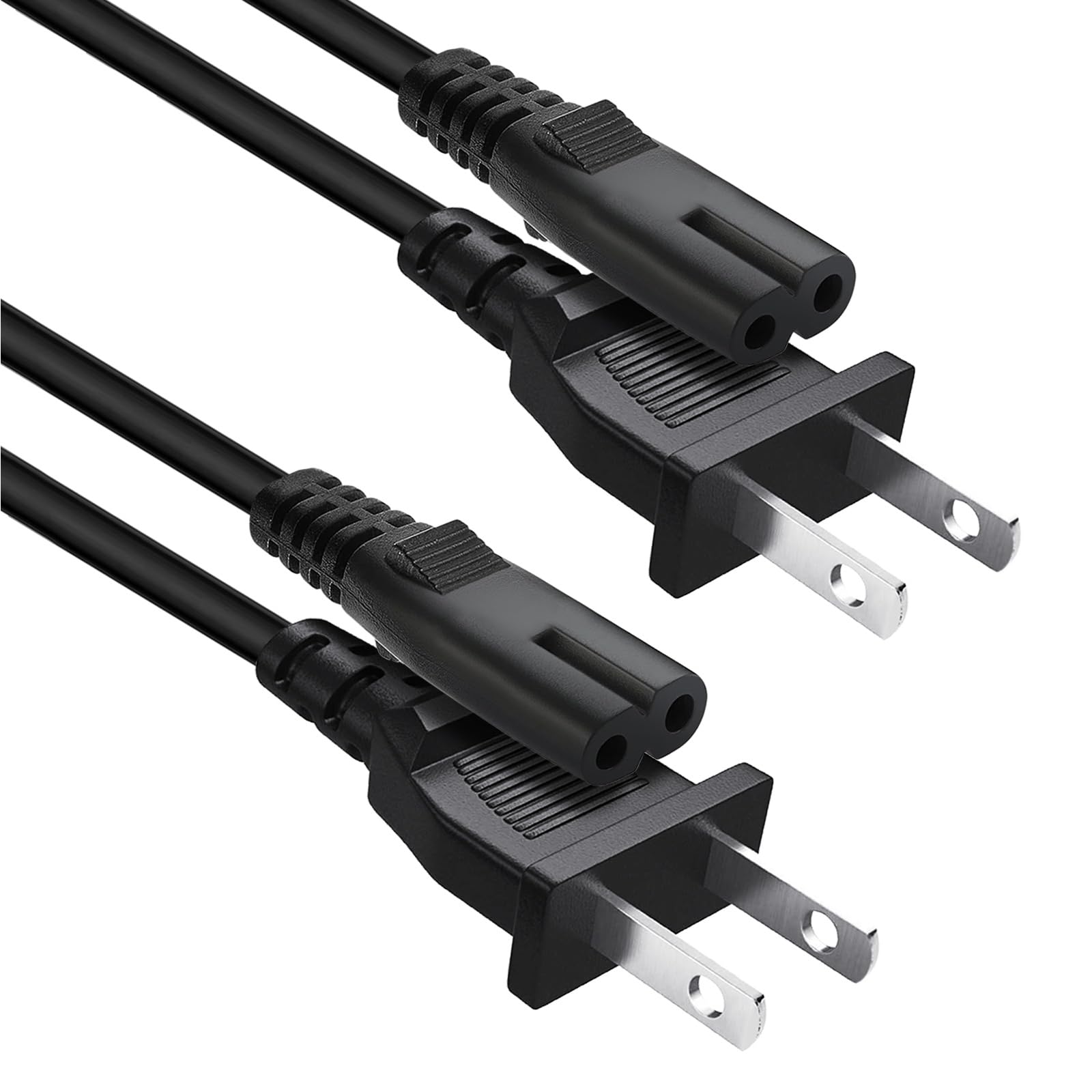 2 Pack 2 Prong Power Supply Cable Cord For Tcl Roku Smart Led Lcd Hd Tv 24' 32' 40' 42' 43' 48' 50' 55' 60' 65' 75' 85' Inch Tv  Tcl Roku Tv Replacement Ps4 Ps5 Ps3 Xbox One Ac Power Cable 3 Ft Plug A