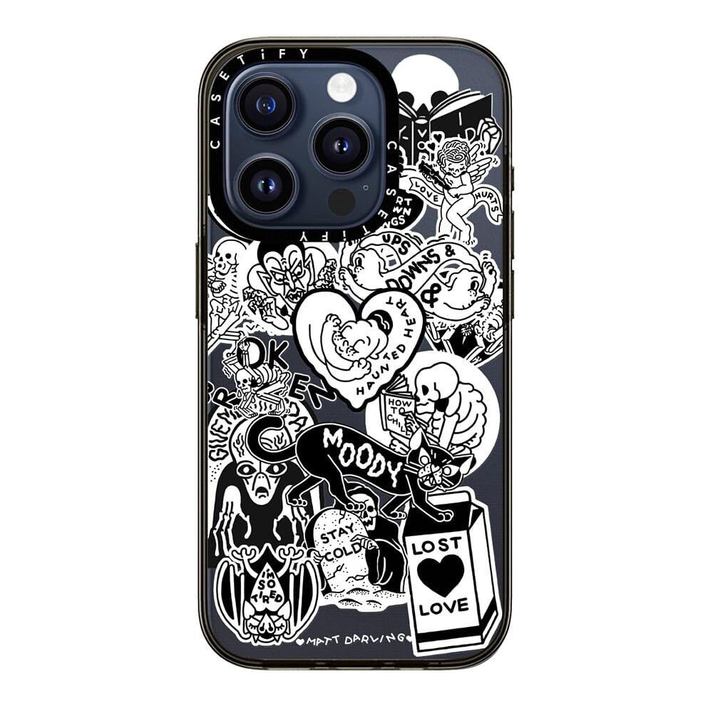 Casetify Compact Iphone 15 Pro Case [2X Military Grade Drop Tested / 4Ft Drop Protection]   Matt Darling Sticker Collage   Clear