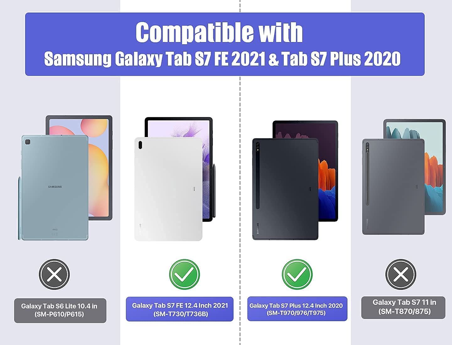 Uucovers Stand Case For Samsung Galaxy Tab S8 Plus 2022/Tab S7 Fe 5G 2021/Tab S7 Plus 2020 12.4 Inch 360 Degree Rotating Kicksta