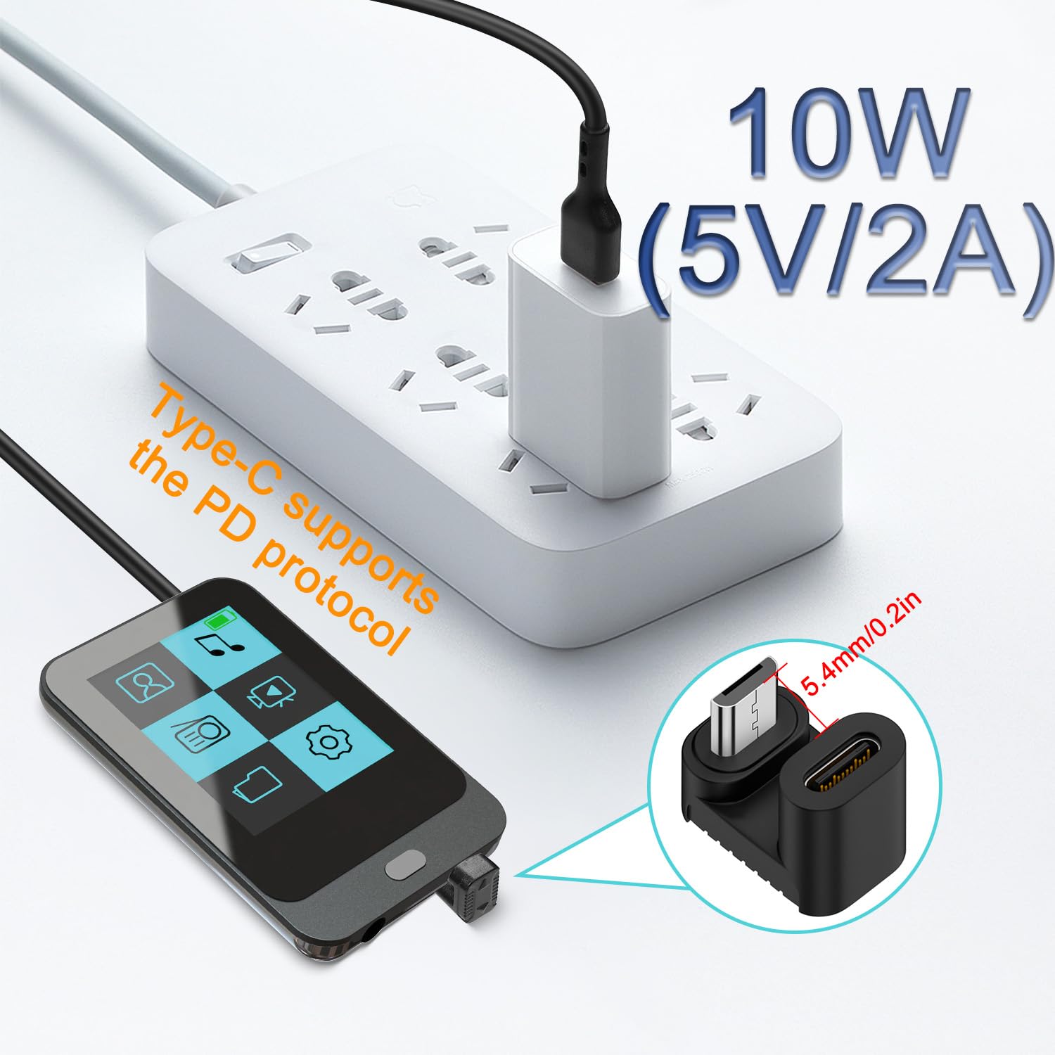 Qianrenon Usb C To Micro Usb Charging Data U Shaped Connector Usb C Female To Micro Usb Male 180 Degree Angle Down Adapter Plug