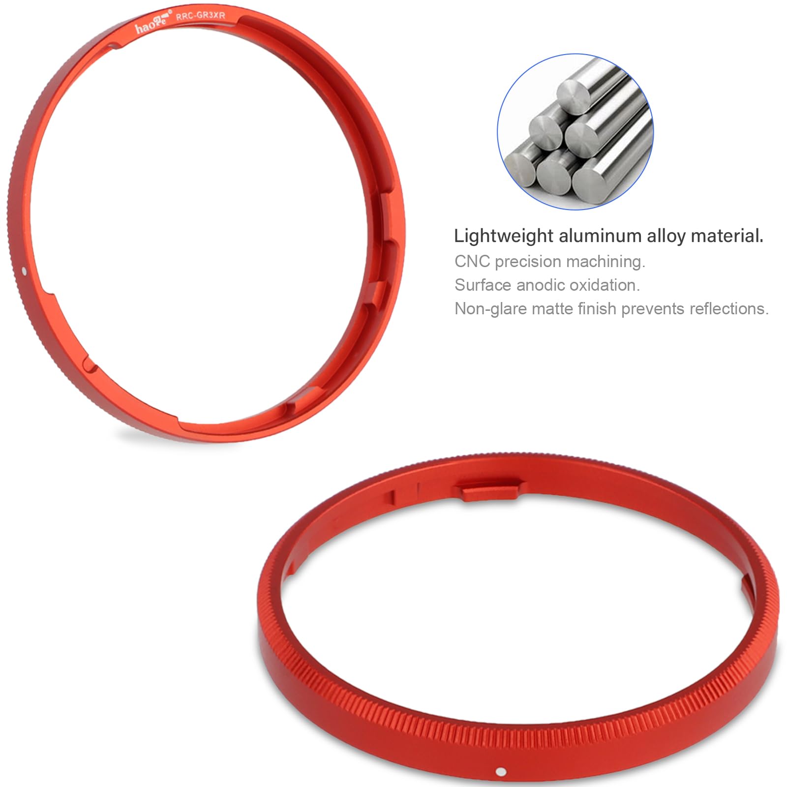 Haoge Rrc Gr3Xr Red Metal Decorate Ring Cap For Ricoh Gr3X/Griiix Camera Replaces Gn 2