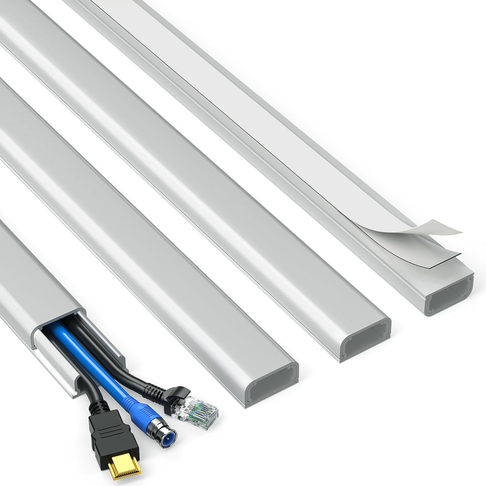 Delamu Grey Cord Hider, 62.8In Cable Hider, Grey Cord Covers For Wires On Wall, Wire Covers For 2 3 Cords, Wire Hiders For Tv On