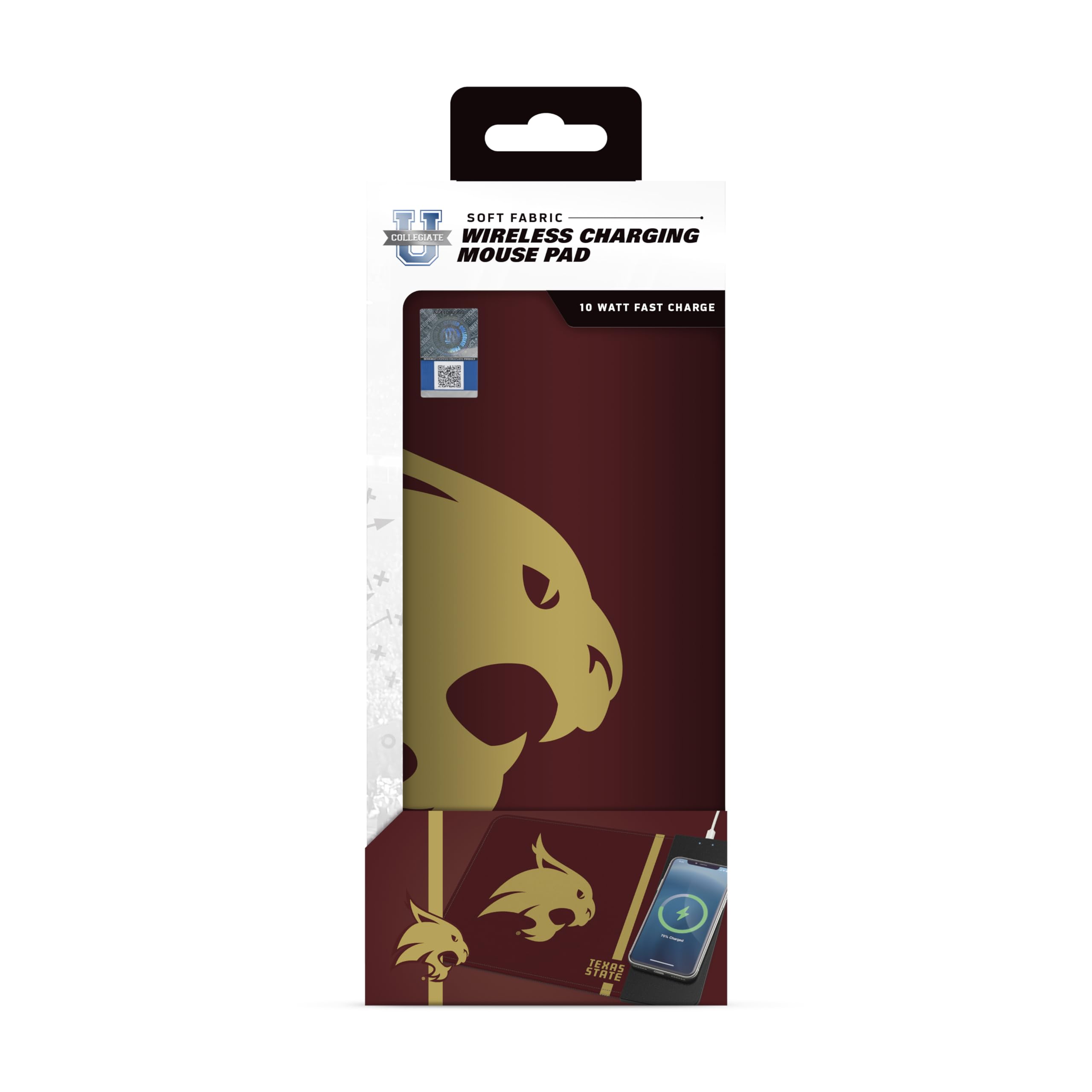 Soar Ncaa Wireless Charging Mouse Pad, Texas State Bobcats