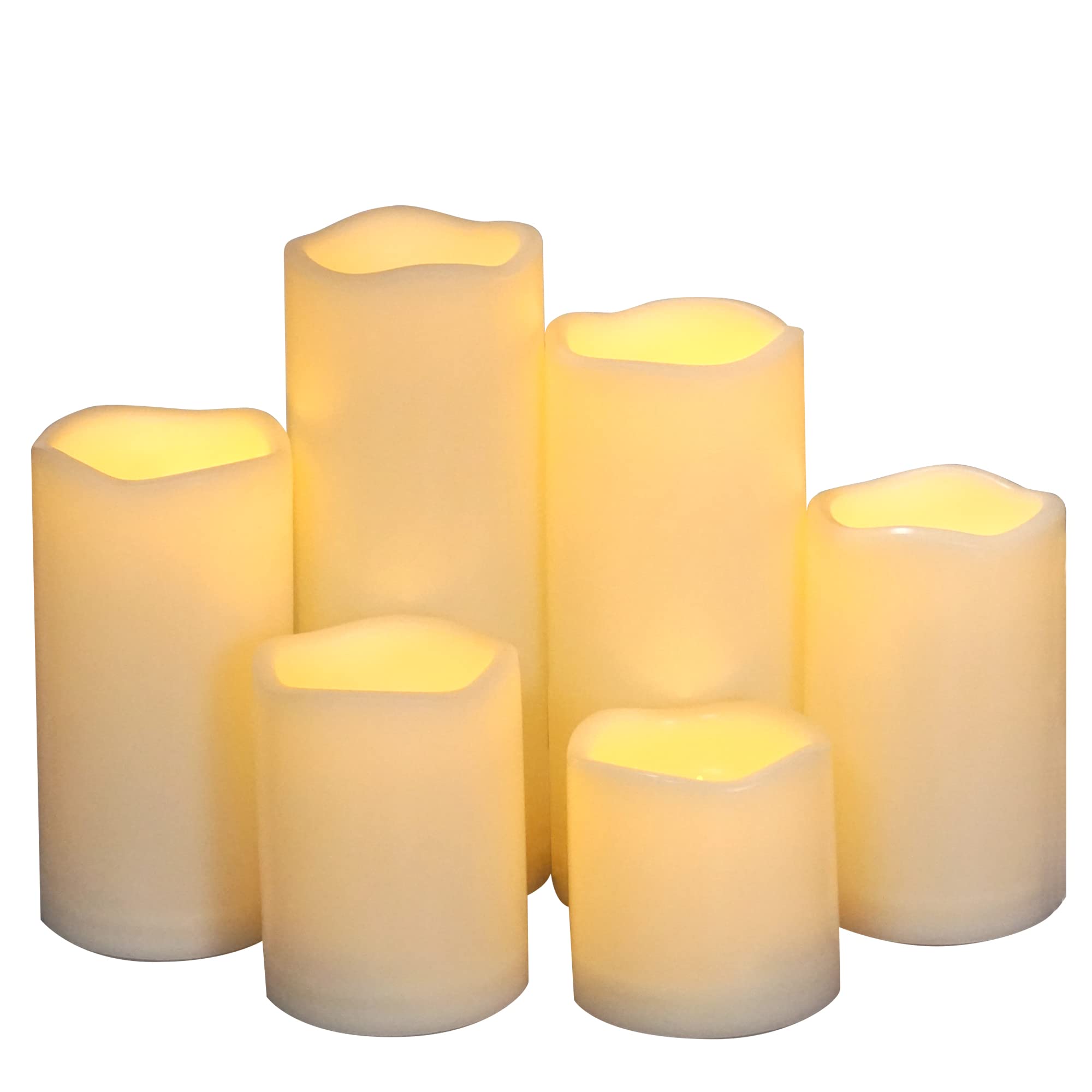 Candle Choice Waterproof Outdoor Battery Operated Flameless Pillar Candles With Timer White Plastic Realistic Flickering Electri