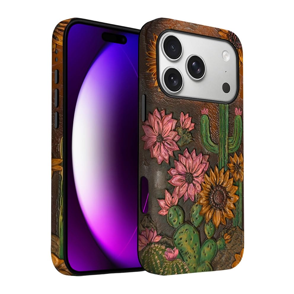Yuzbira for iPhone 17 Pro Case | Cactus Sunflower | Slim Drop Protection Design