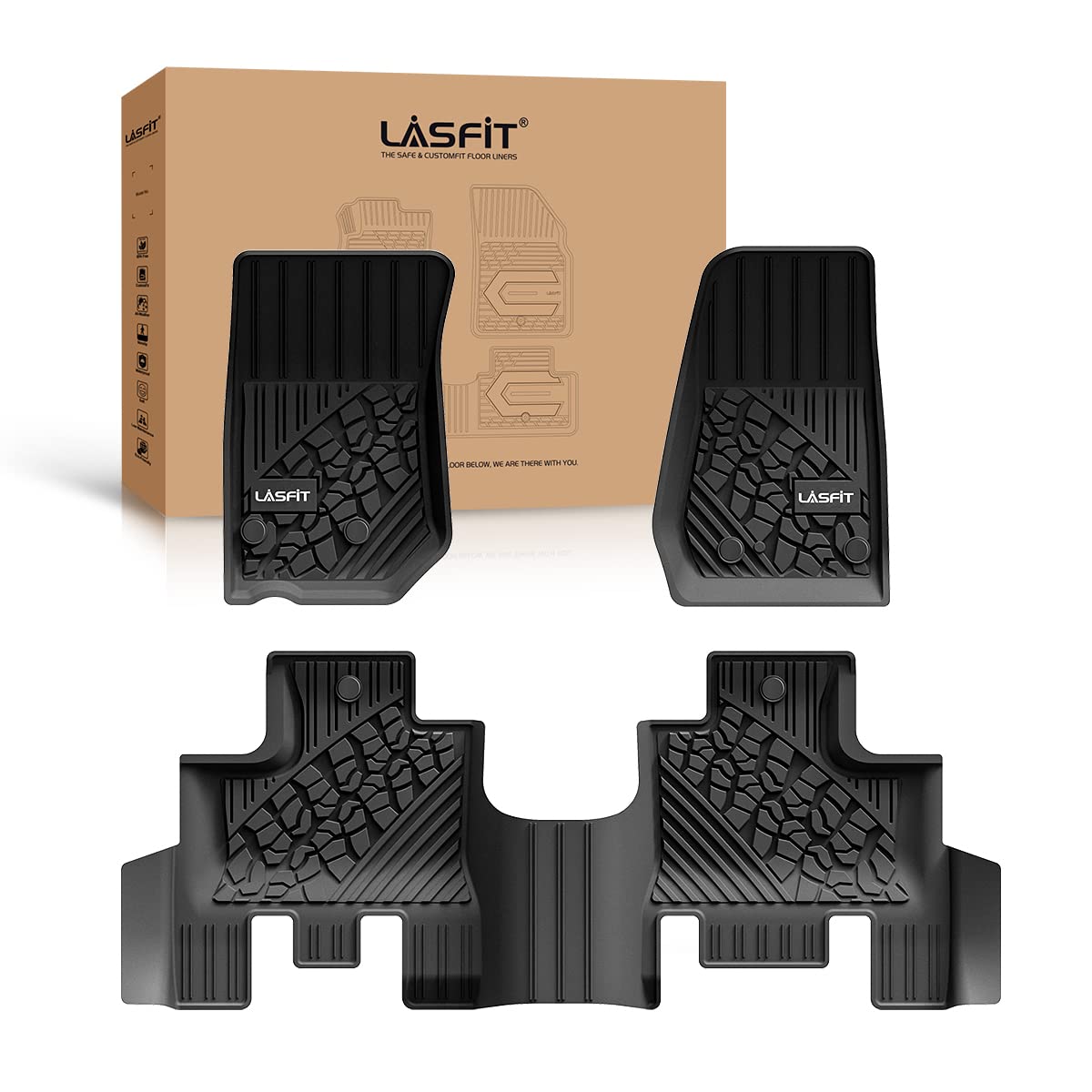 Lasfit Floor Mats Fit For 2013 2018 Jeep Wrangler Jk Unlimited 4 Door Only (Not Fit For Jl Or 4Xe), Tpe All Weather Car Liners,C