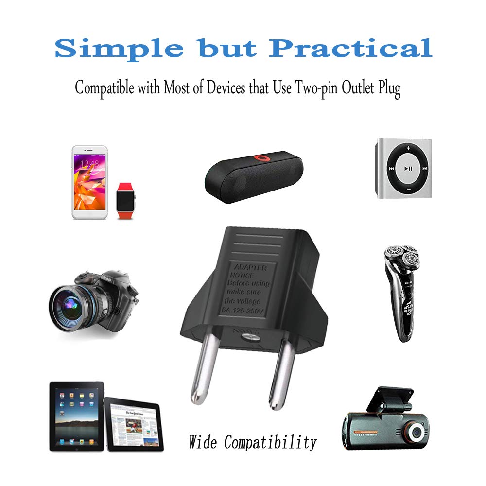 Inovat 8 Pcs American Usa To European Outlet Plug Adapter