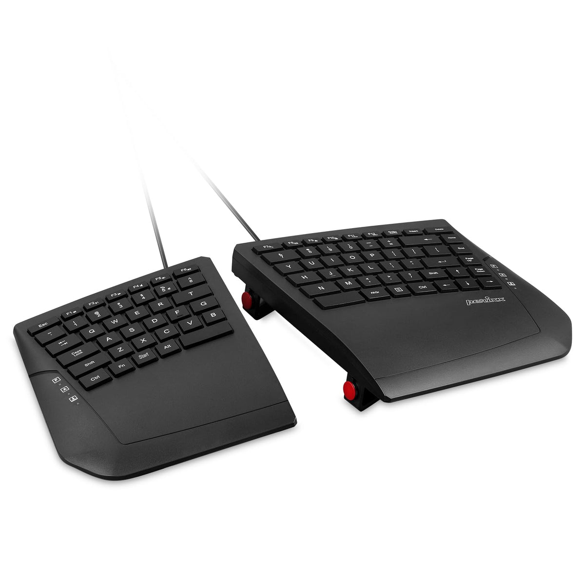 Perixx Periboard 524B Us, [Firmware Updated] Wired Ergonomic Split Keyboard   Up To 2 Ft Seperation   Adjustable Tilt Angle   Low Profile Membrane Keys   Black   Us English