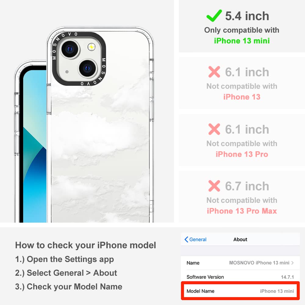 Mosnovo Case For Iphone 13 Mini, [Buffertech 6.6Ft Military-Grade Drop Protection] [Anti Peel Off Tech] Clear Tpu Bumper Phone C
