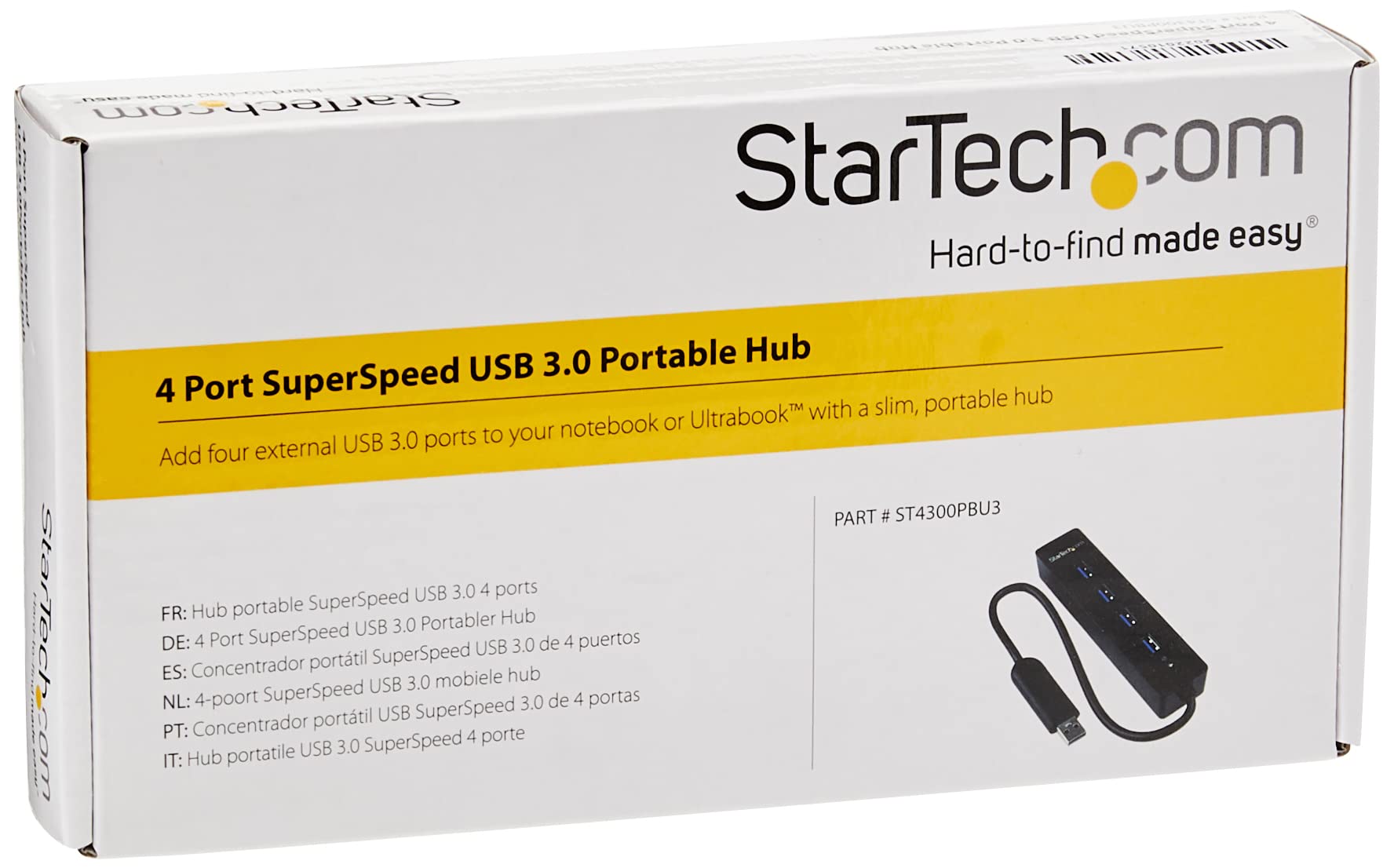 Startech.Com 4 Port Usb 3.0 Hub With Built In Cable   Superspeed Laptop Usb Hub   Portable Usb Splitter   Mini Usb Hub (St4300Pb