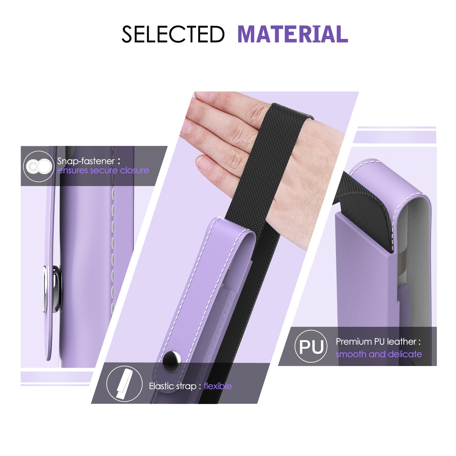 MoKo Pencil Holder for Apple Pencil Pro, Apple Pencil 1st/2nd Generation, Apple Pencil (USB C), PU Leather iPad Pencil Sleeve Pouch with Buckle & Elastic Band Attach to iPad Case, Taro Purple