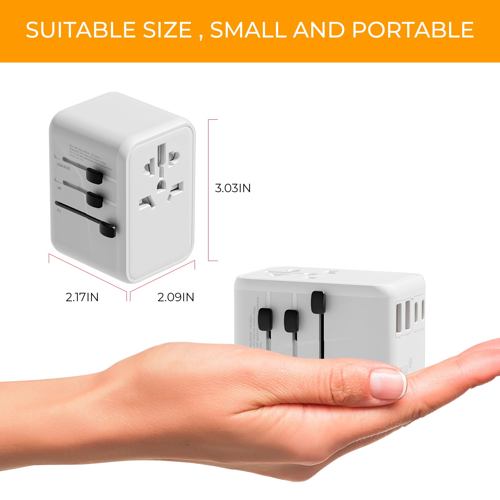 Universal Travel Adapter, International Power Adapter With 2 Usb C And 2 Usb A Ports, 70W Worldwide Travel Wall Charger For Uk?E
