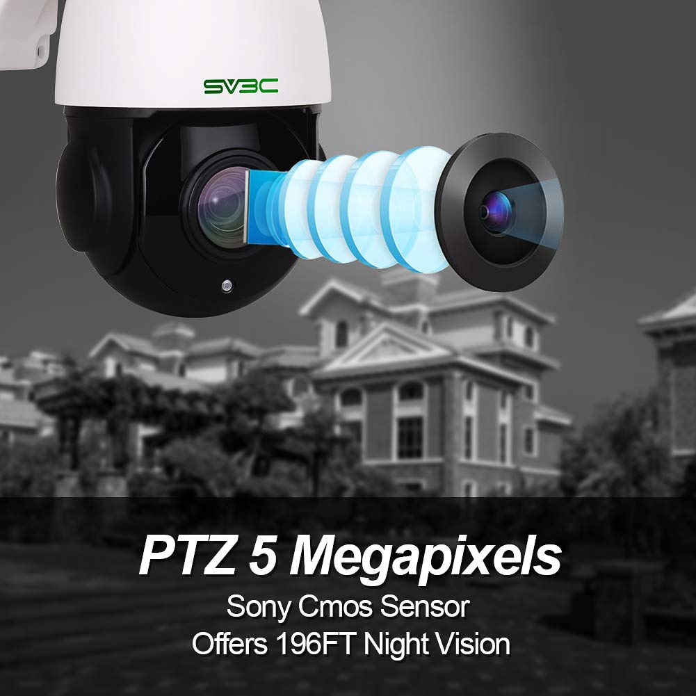 Sv3C 20X Zoom Ptz Poe Camera Outdoor 5Mp Camera, Auto Focus Lens 360 Pan Tilt Home Security Cam, Hd200Ft Ir Auto Night Vision Wa