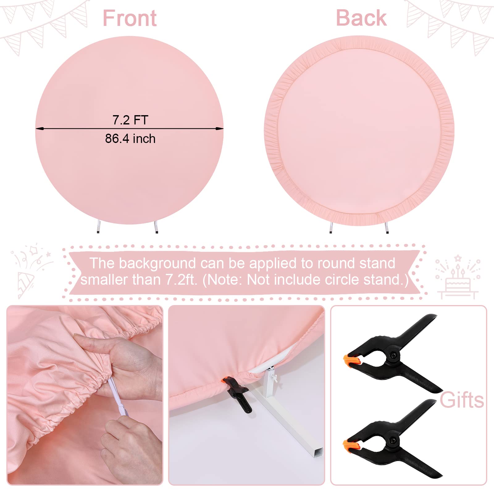 Light Peach Round Backdrop Cover 7.2X7.2Ft Light Peach Circle Birthday Photo Photography Background For Party Baby Shower Weddin