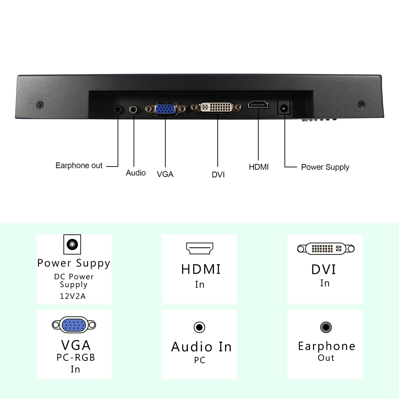 Vsdisplay 12.1' 12.1 Inch 800X600 700Nit Tft Industrial Monitor Vs121Zj01 With Hd Mi Dvi Vga Port, Built In Dual Speakers,Metal Shell With Bracket