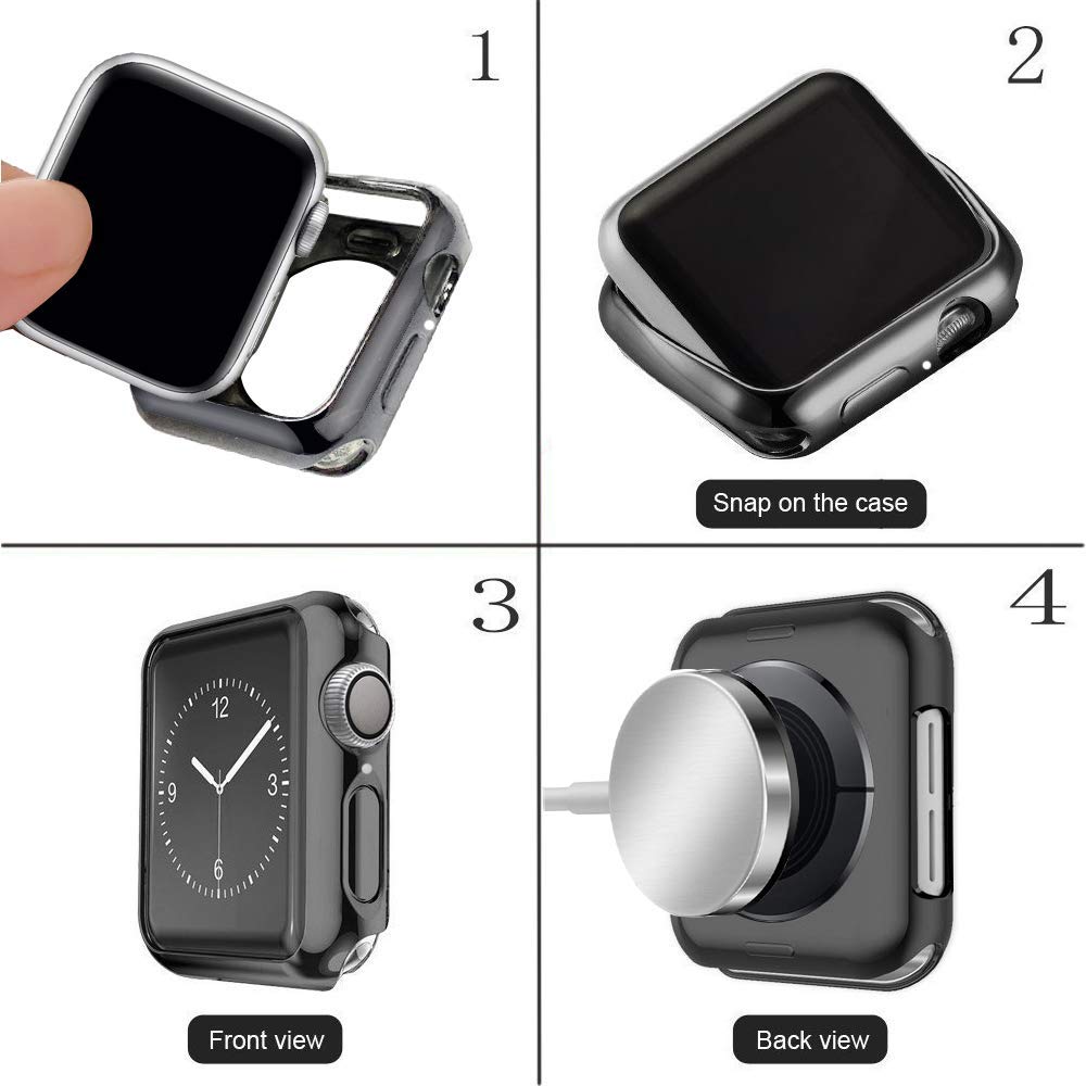 Hankn Case Compatible With Apple Watch Series 9 8 7 45Mm /Series 4 5 6 Se 44Mm, Soft Tpu Plated Shockproof Iwatch Shell Cover Bu