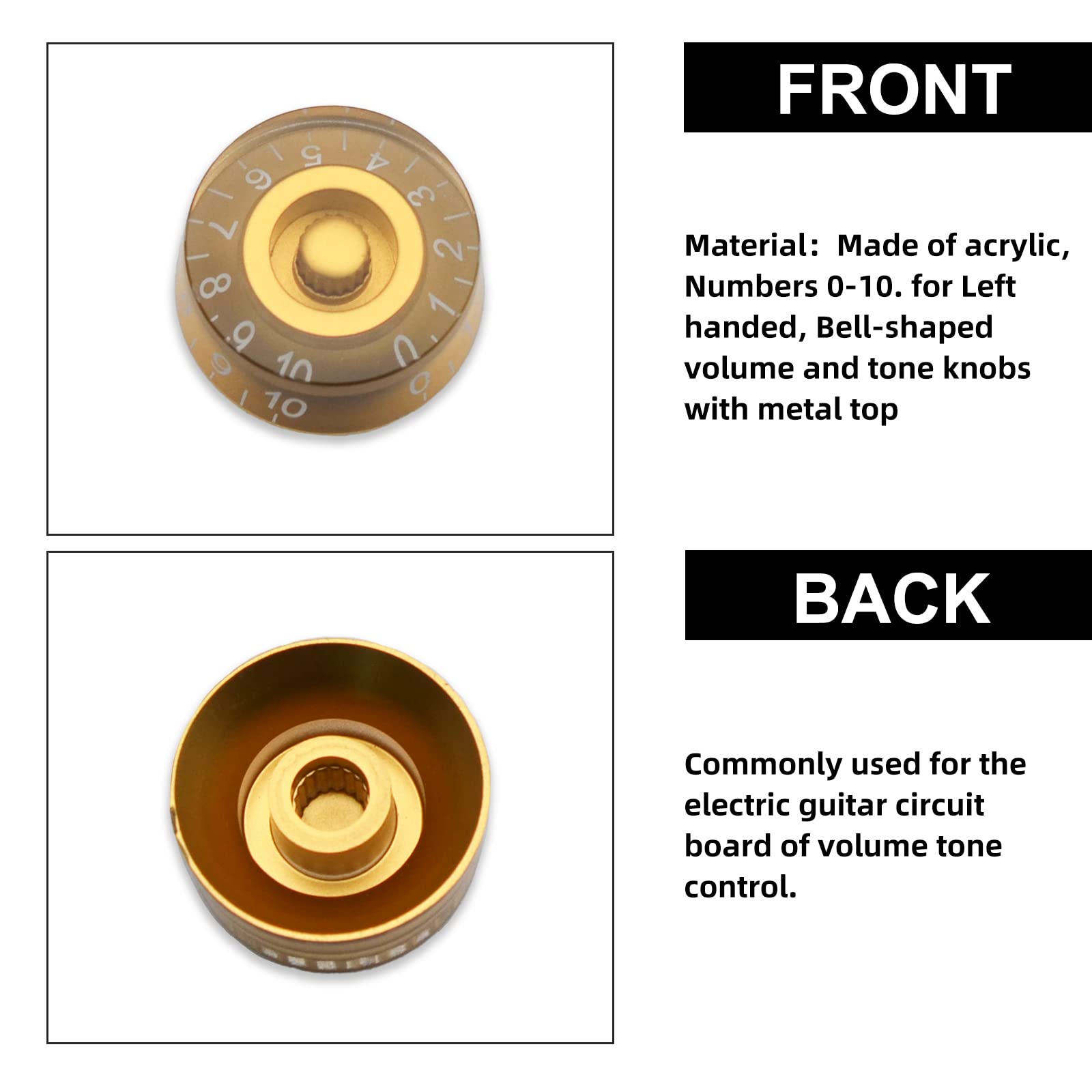 Saphue Guitar 4Pcs Speed Control Knobs For Electric Guitar Guitar Pots Tone Volume Knobs Buttons (Gold)