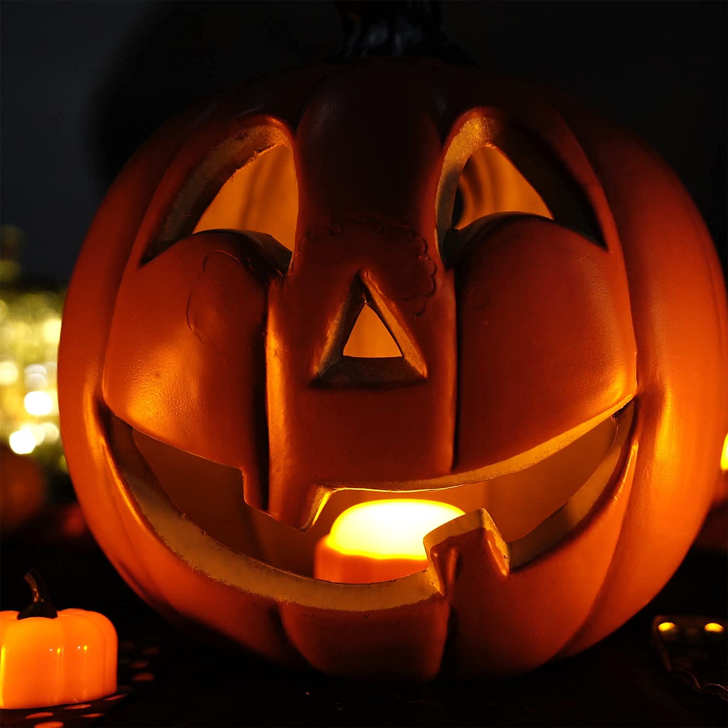 Homemory Halloween Bright Led Pumpkin Lights With Remote Control And Timers, Jack O Lantern Lights Battery Operated For Hallowee