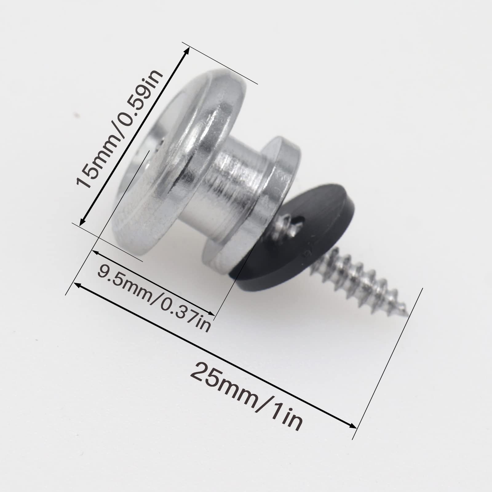 Cheerock 2Pcs Silver Metal Guitar Strap Locks, Mushroom Style Guitar Strap Lock Buttons, Electric Guitar Strap Locks, Mushrooms