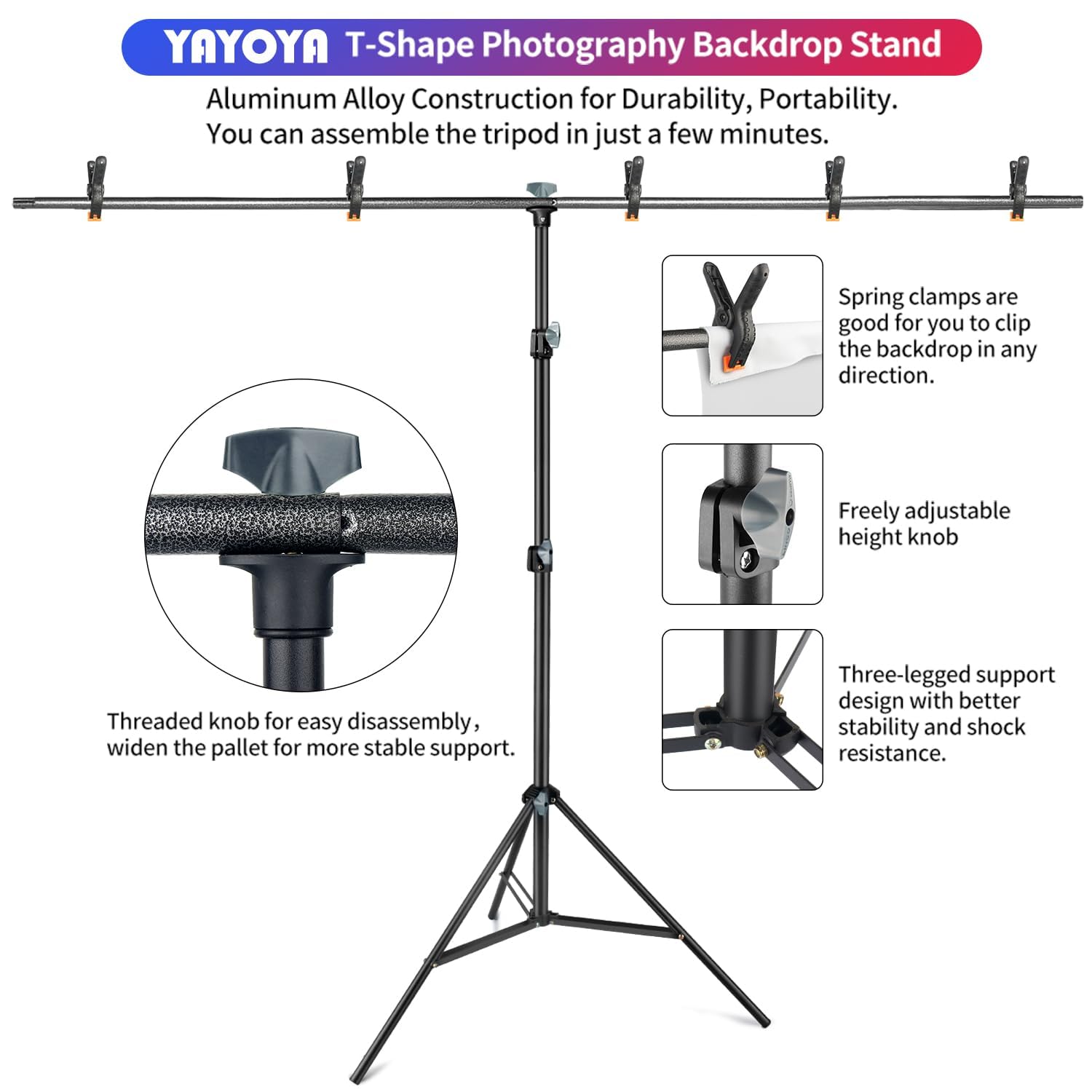 White Photo Backdrop With Stand Kit, 6.5X10Ft White Background Backdrop Screen With 6.3X6.5Ft T Shape Stand, Portable White Back