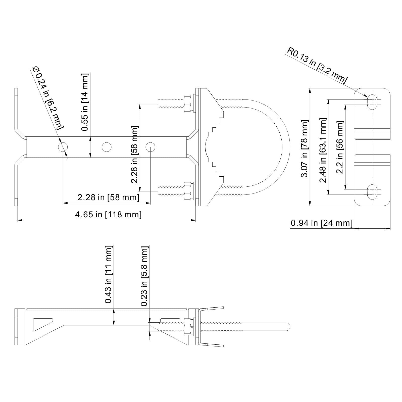 Aimeboost 2 Pcs Stainless Steel Antenna Mount Wall Mount Antenna Mast Clamp V Jaw Bracket Accessories Kit [ Without The Pole ] F