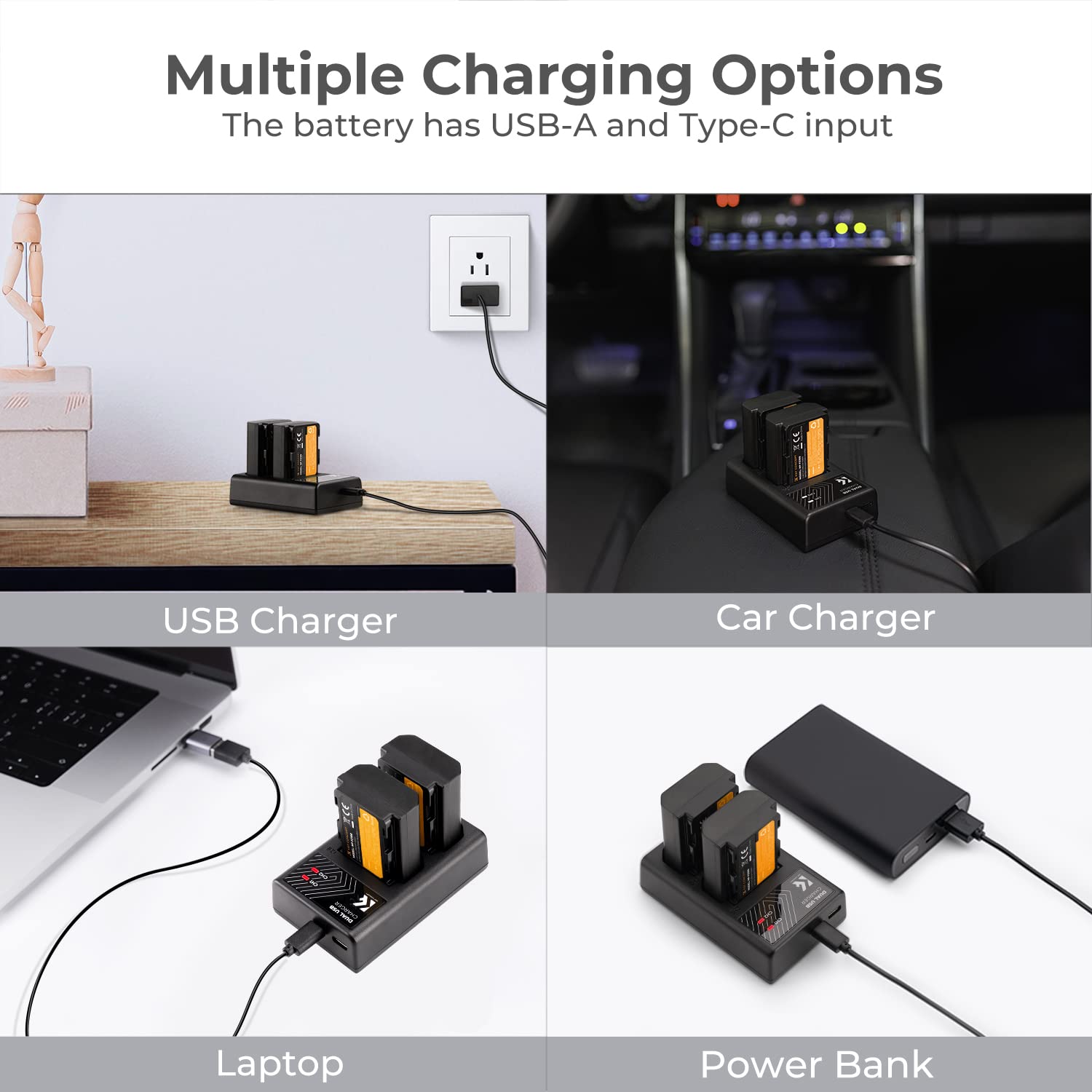 K&F Concept Np Fz100 Battery And Dual Slot Charger Set For Sony A7Iii, A7Iv, A7C, A6700, A6600, Zv E1, Zv E10Ii, Fx3, Fx30, A9,