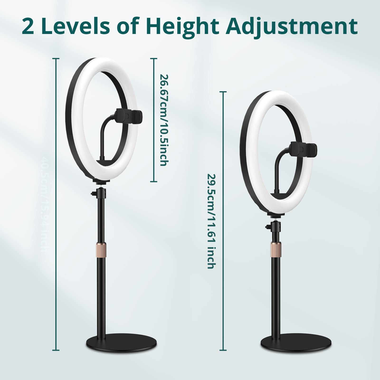 Atumtek Selfie Ring Light With Desk Stand And Phone Holder, 10'' Desktop Led Circle Light For Laptop, Computer Ring Light For Zo