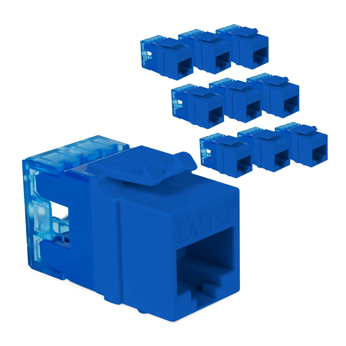 ICC CAT5e Keystone Jack with Slim Profile 180 Degree Punch Down, RJ45 ...