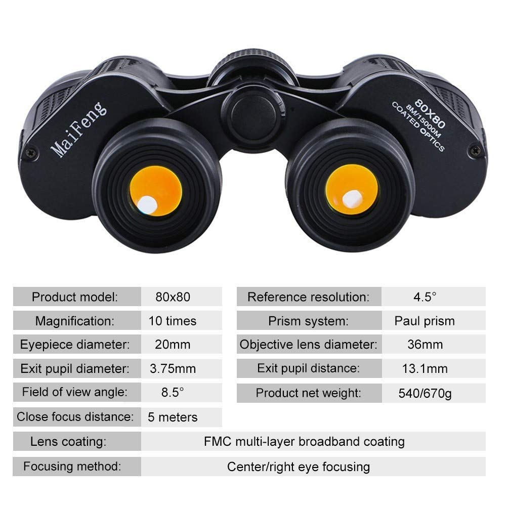 Dongker 80X80 Binoculars,Waterproof Stargazing Hunting Binoculars With Low Light Night Vision For Travel Camping Hunting Concert