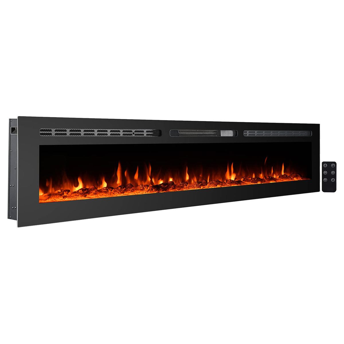 Charavector Electric Fireplaces Recessed Wall Mounted Fireplace Insert 80 Inch Wide Heater Led Fire Place Remote Control & Touch