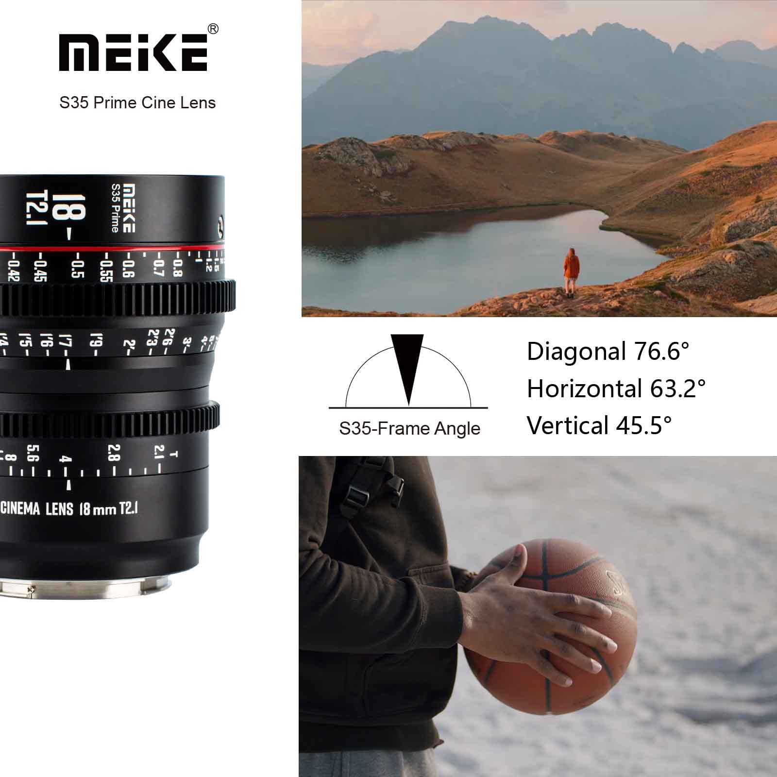 Meke 18Mm T2.1 Super 35 Prime Manual Focus Cinema Lens For Ef Mount Cine Camera Compatible With C200 C300 Ii, Red Komodo, Bmpcc