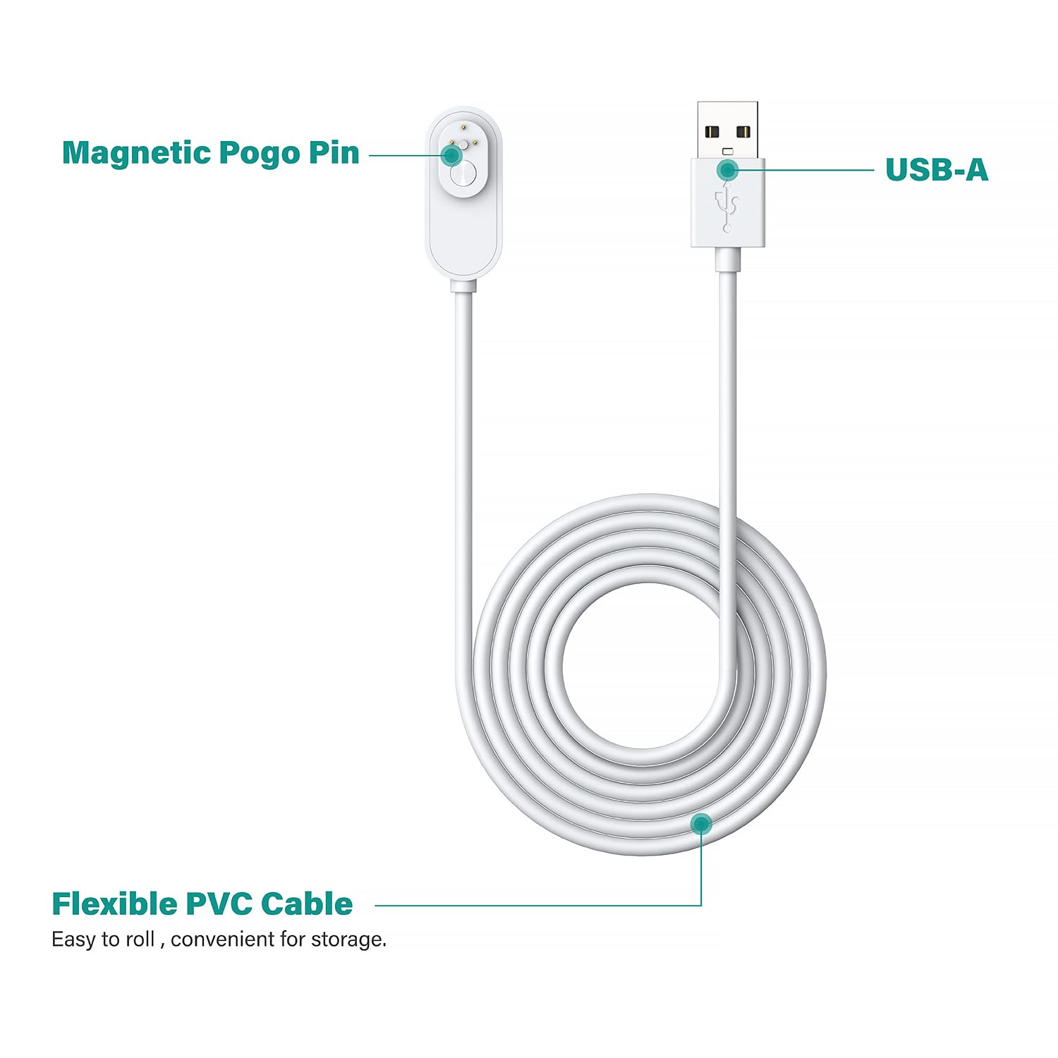 Tusita 10 Ft. Indoor Magnetic Charging Cable Compatible With Arlo Ultra 1 2, Pro 3 4 5 2K   3M, White