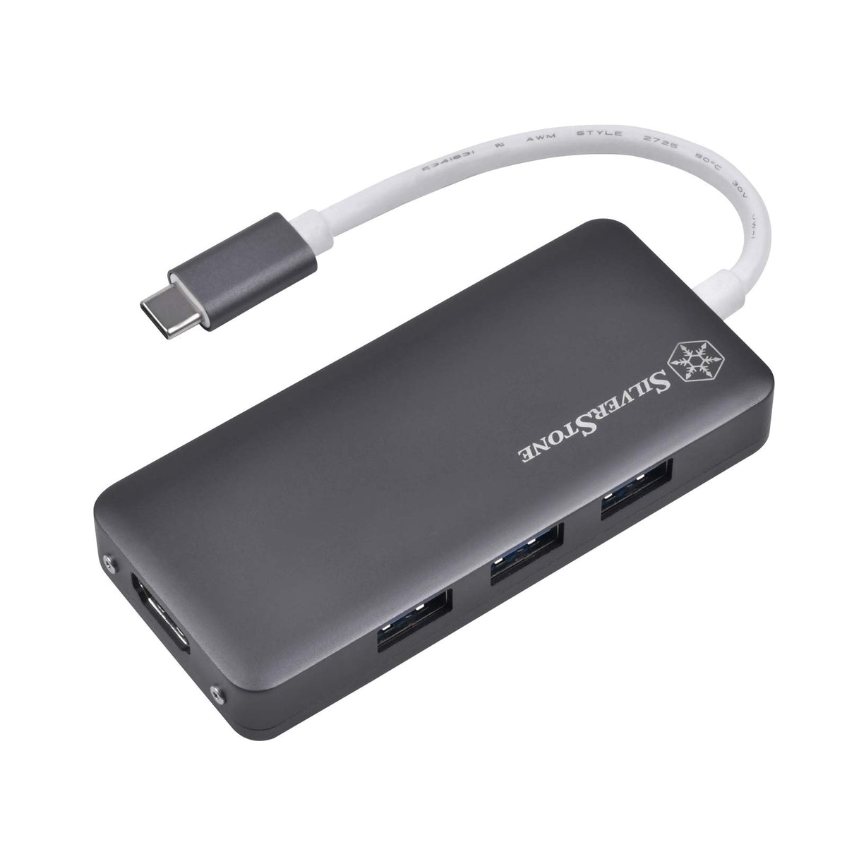 Usb 3.1 Type C Gen1 To Type C To Usb 3.1 Gen 1 Type A X3, Hdmi V1.4 X1, Type C Pd X1 Adapter, Charcoal
