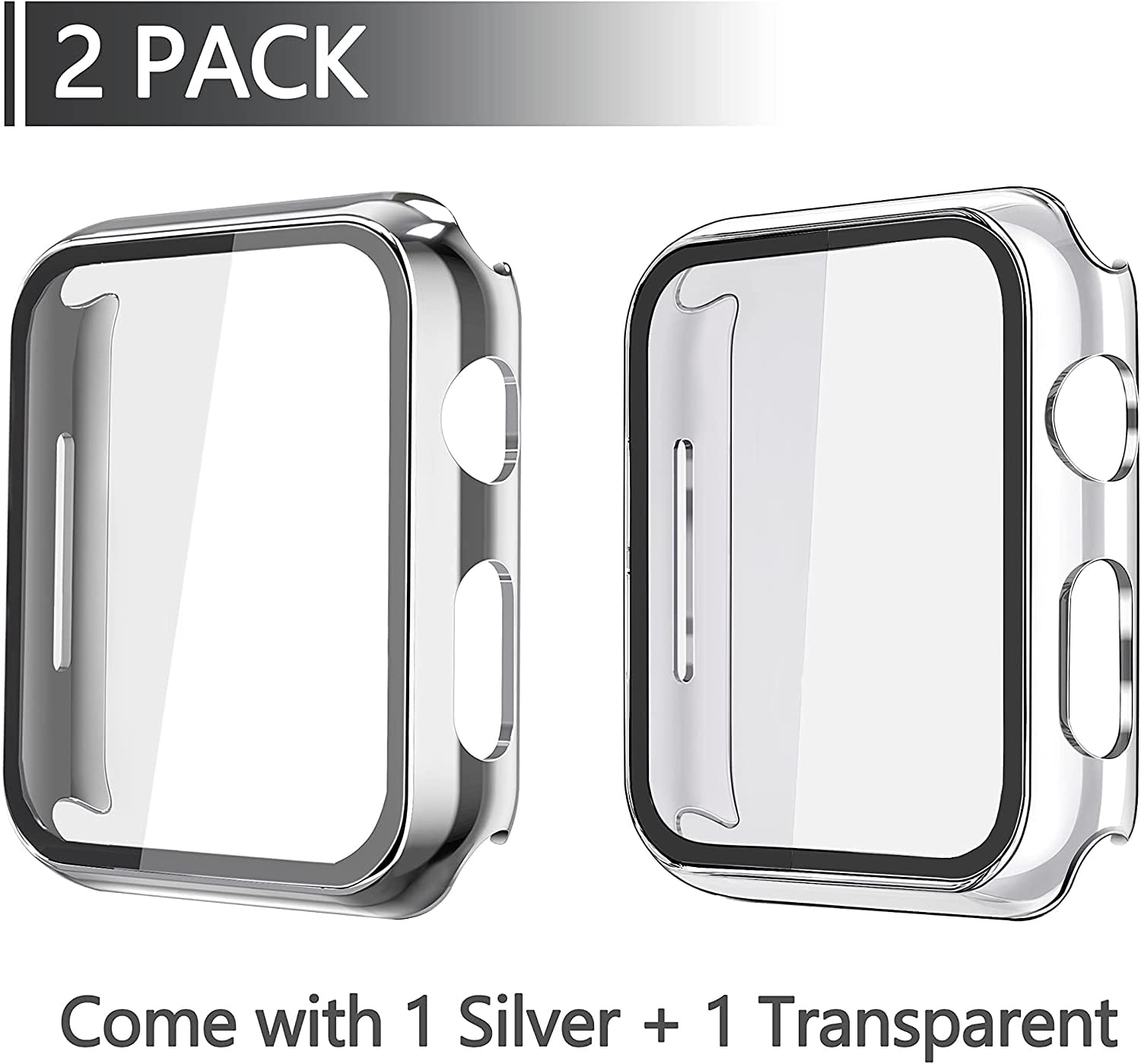 Misxi 2 Pack Hard Pc Case With Tempered Glass Screen Protector Compatible With Apple Watch Series 6 Se Series 5 Series 4 40Mm, 1