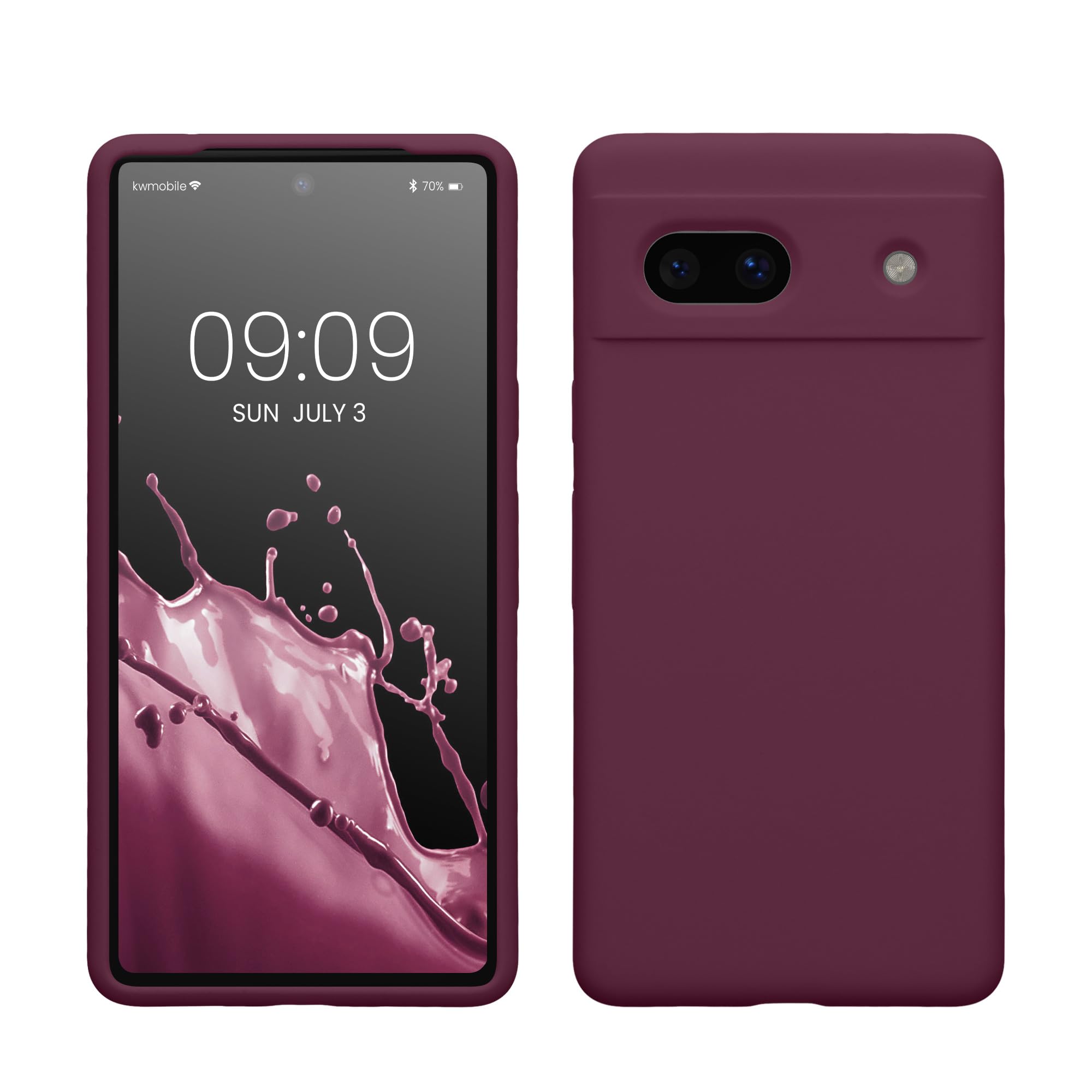 kwmobile Case Compatible with Google Pixel 7a Case - TPU Silicone Phone Cover with Soft Finish - Bordeaux Violet