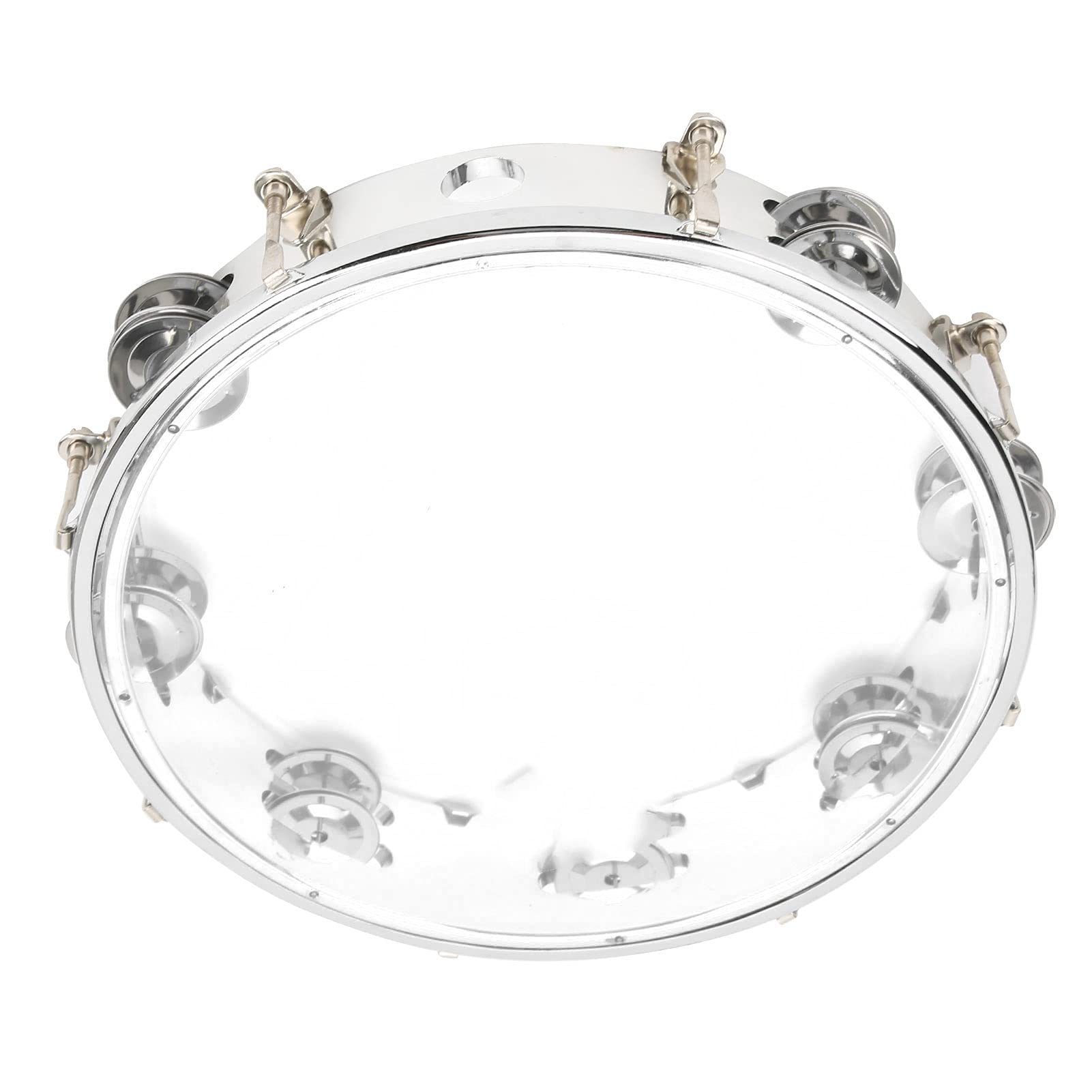 Percussion Jingles, Portable ABS Metal Crisp Sound Double Row Tambourine for Party(Transparent color)