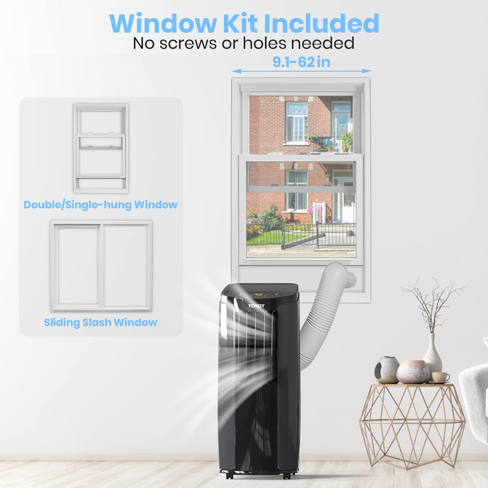 Tosot 10,200Btu (6,200 Btu Sacc) Portable Air Conditioner, Smart Wifi Control, Ac Unit With Dehumidifier, Fan, Window Kit For Ea