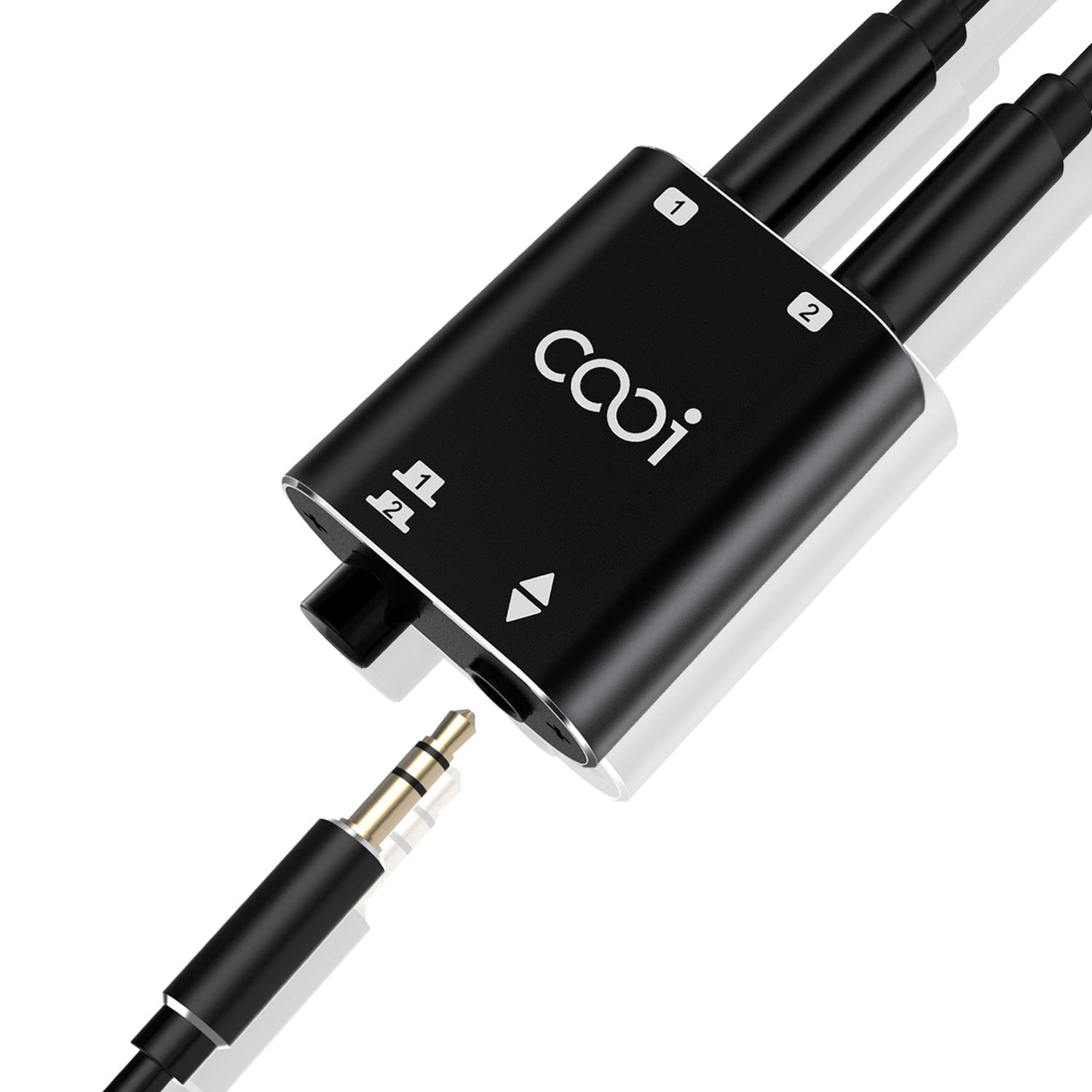 Cooidea 3.5Mm Stereo Audio Switcher(1 In 2 Out /2 In 1 Out) With 3.5Mm Audio Cable, 2 Ports Aux Audio Speaker Selector For Pc Ph