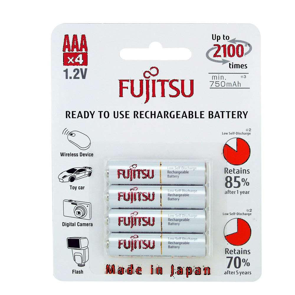 4 Fujitsu Hr4Utc Aaa Ready To Use 2,100 Times Rechargeable Batteries Nimh 1.2V 800Mah (Min. 750Mah) Made In Japan
