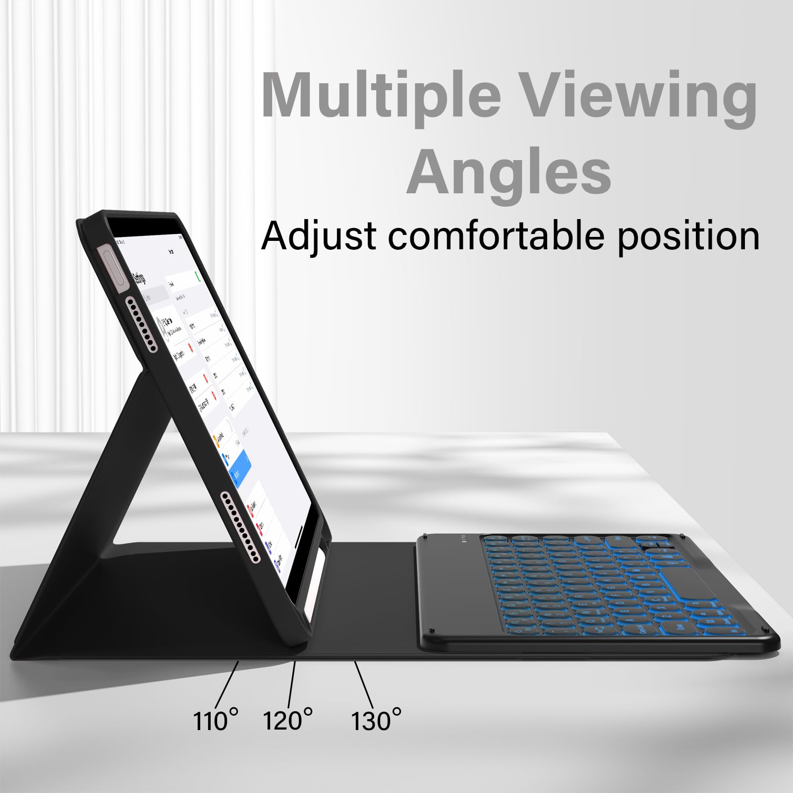 Aoub Keyboard Case For Ipad 10Th Generation 10.9 Inch 2022, 7 Color Backlit Detachable Wireless Bluetooth Keyboard Stand Folio C