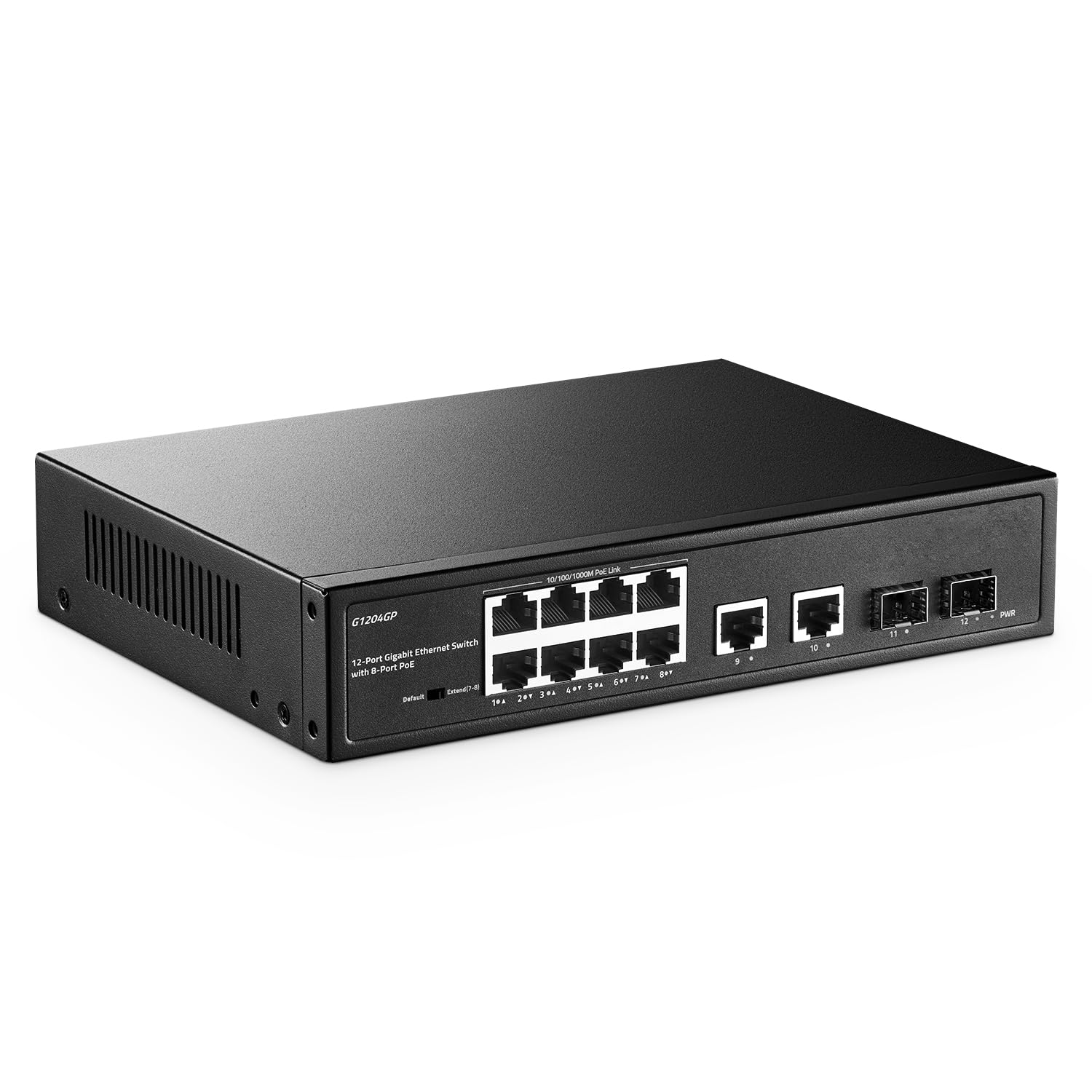 Yulinca 12 Port Gigabit Poe Switch, 8 Ggiabit Poe+, 2 Ge Uplink, 2 Gigabit Sfp Slot, Ieee802.3Af/At Max 120W, Fanless Unmanaged