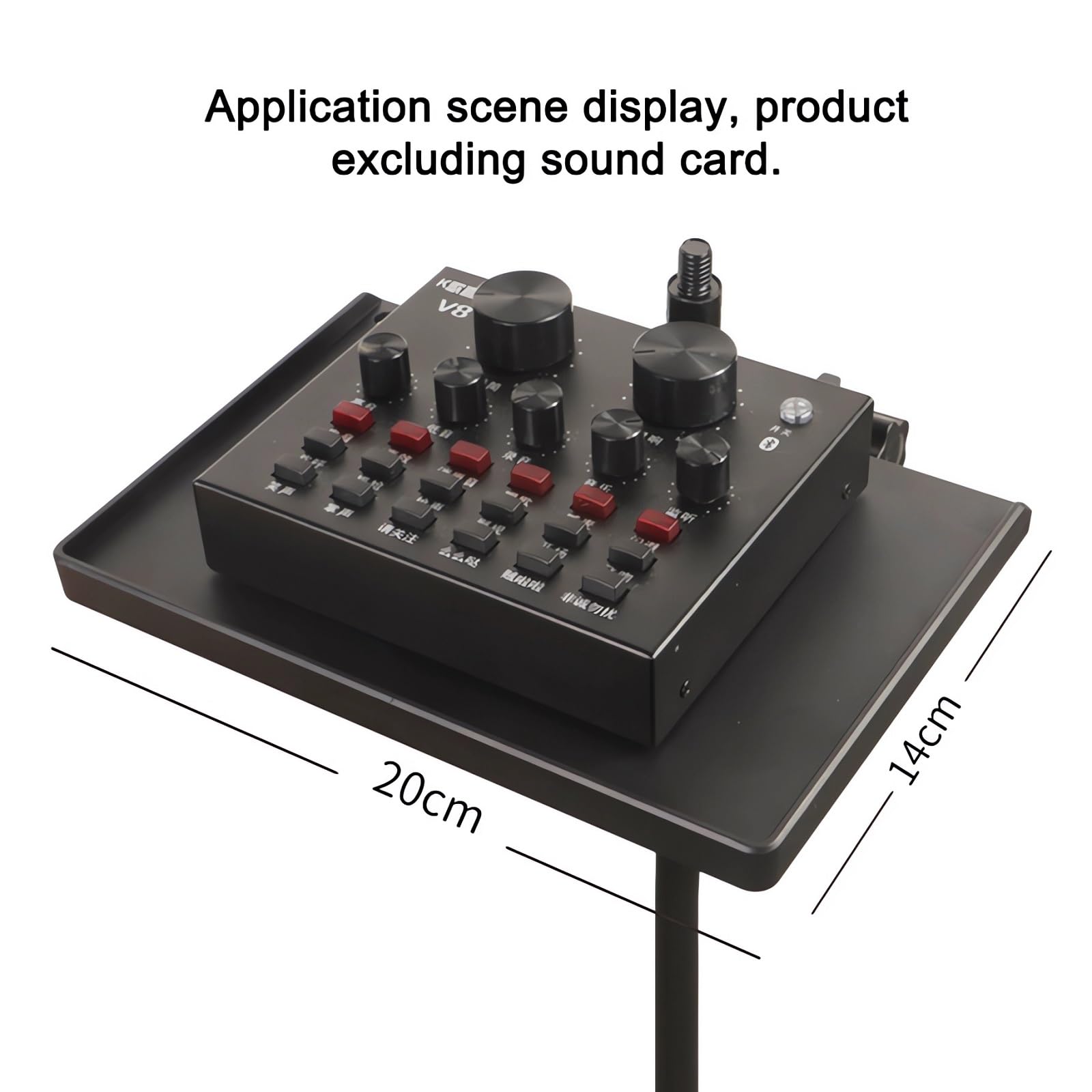 Rtnlit Microphone Stand Tray, Clamp On Firm Rack Tray Holder With 4.5 Pound Weight Capacity Adjustable Mic Stand Shelf For Live