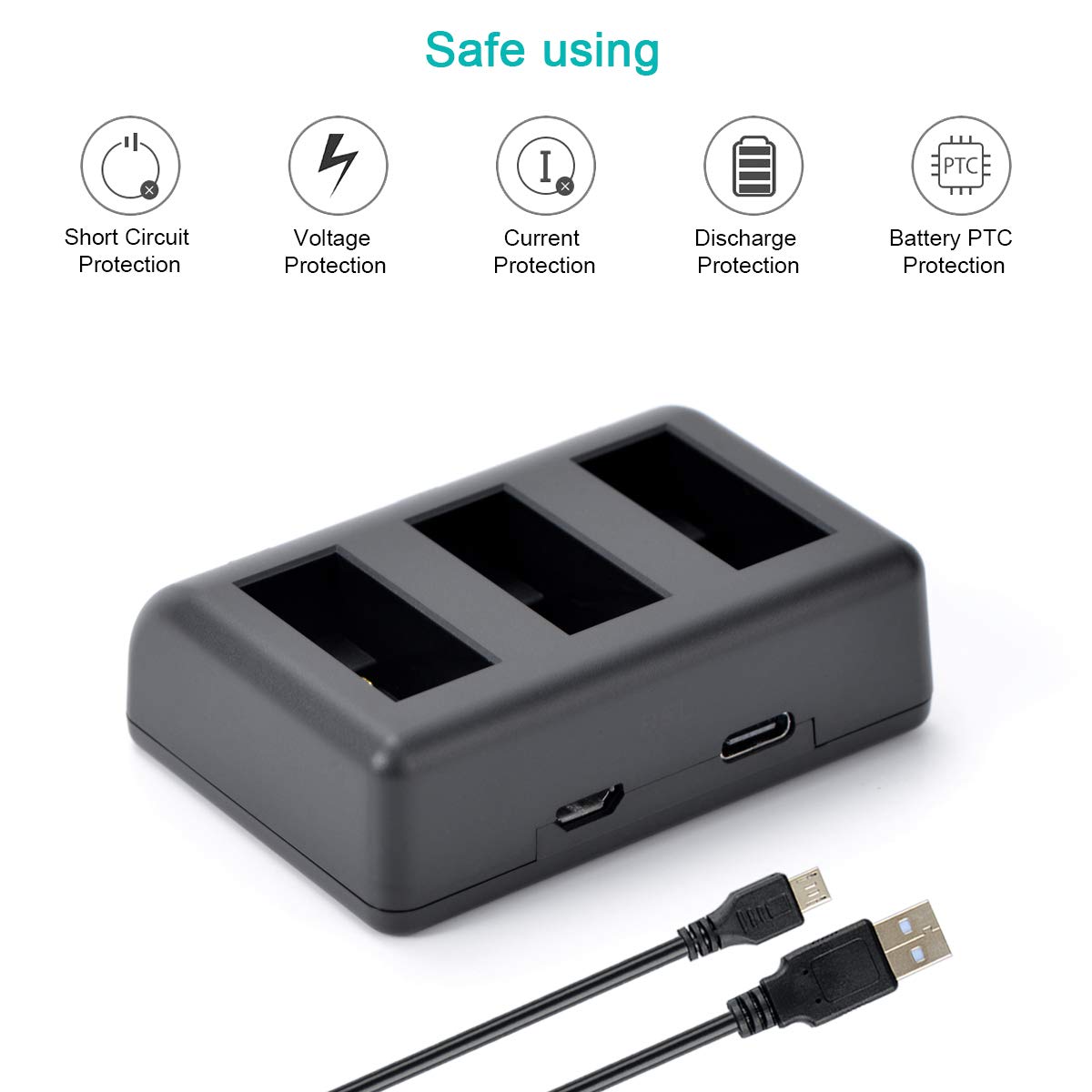 Newmowa Replacement Battery (2 Pack) And Rapid 3 Channel Charger For Gopro Max (Fully Compatible)