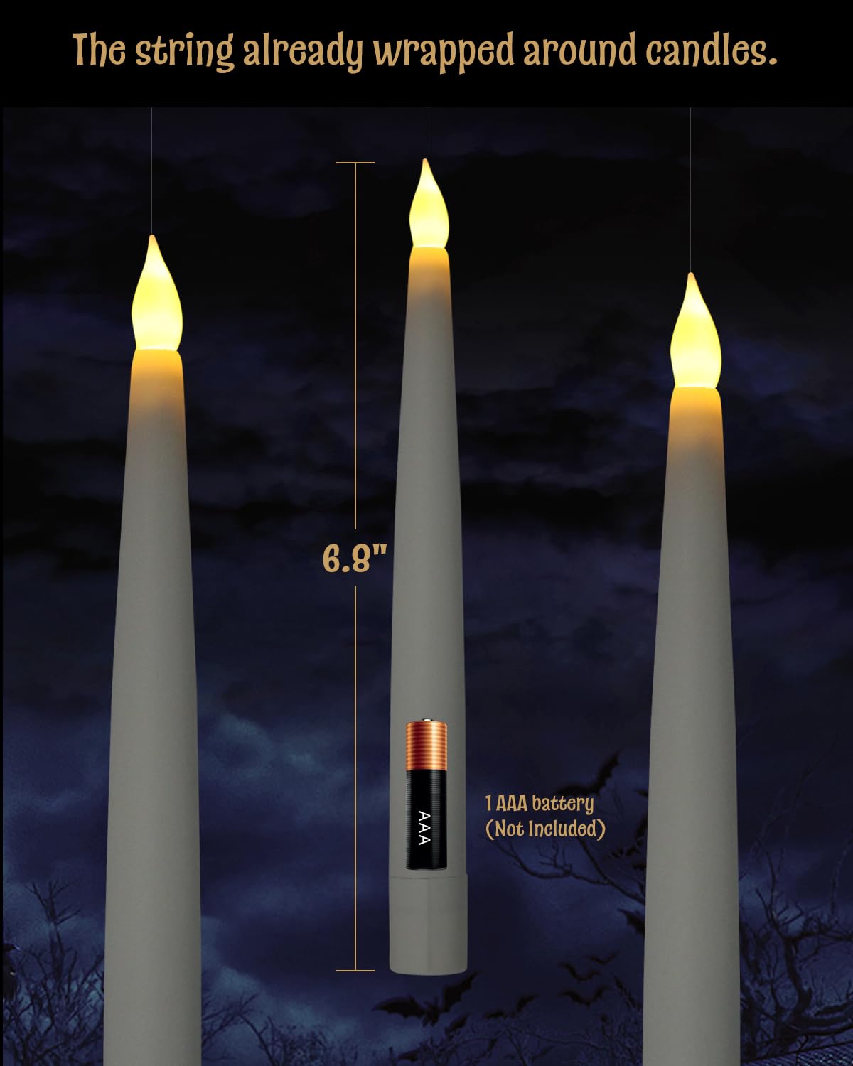 Hemeiyu 20Pcs Halloween Flameless Led Floating Candles With Magic Wand Remote   Floating Hanging Home Decorations For A Spooky A