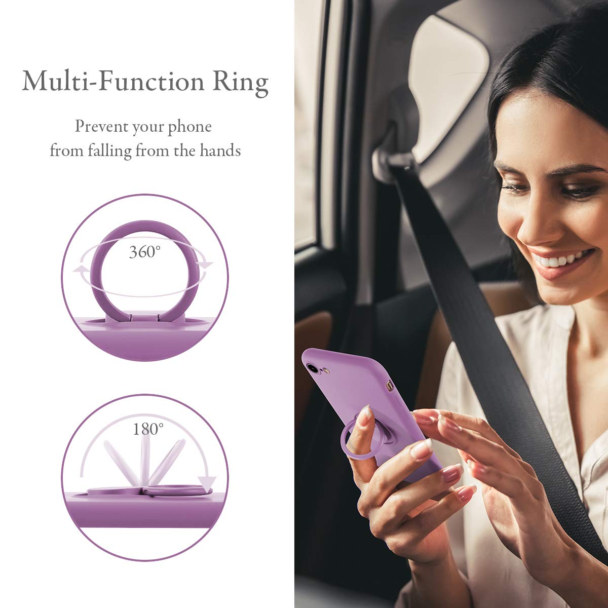 Ueebai Case For Iphone Se 2022 5G/Se 2020/Iphone 7/8, Slim Liquid Silicone Phone Case With Ring Holder Kickstand Hand Strap Magn