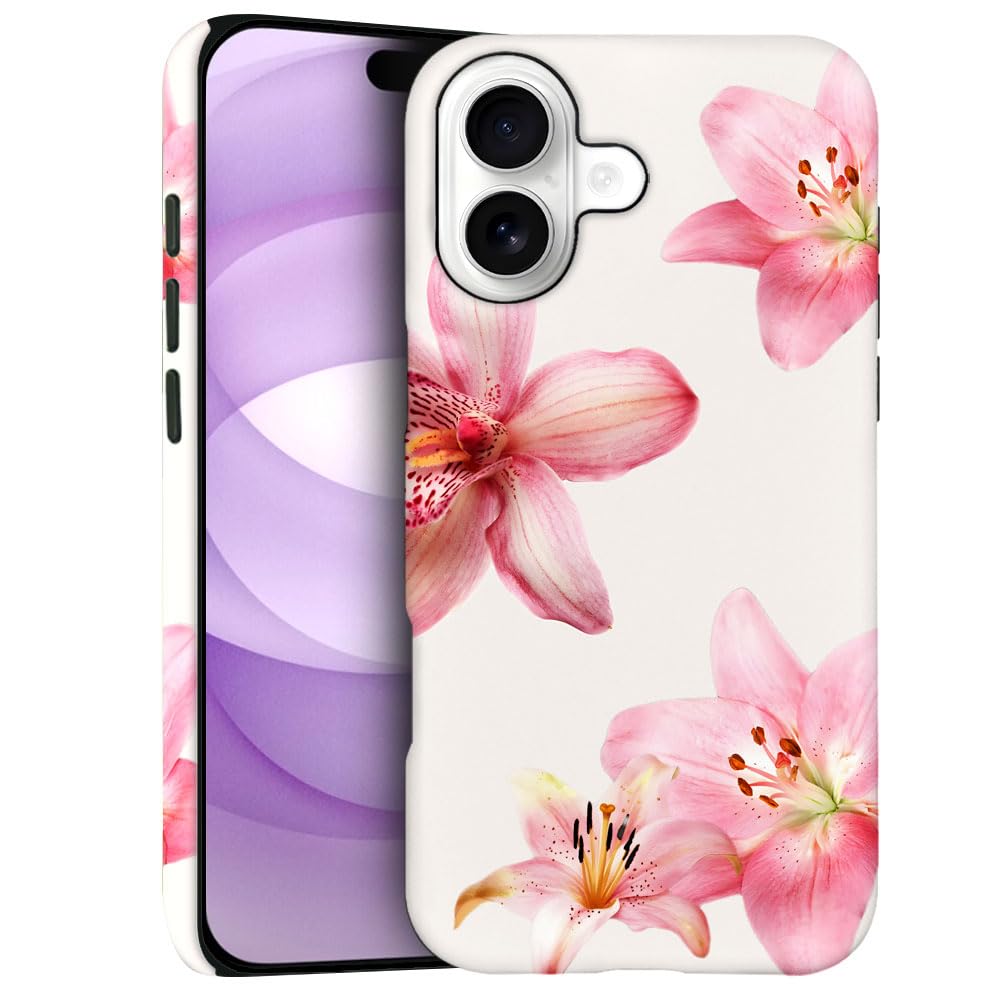 Case for iPhone 17 - Slim Fit Anti-Scratch Phone Case for Girl Women - Pink Hibiscus Tropical Floral (Frosted)